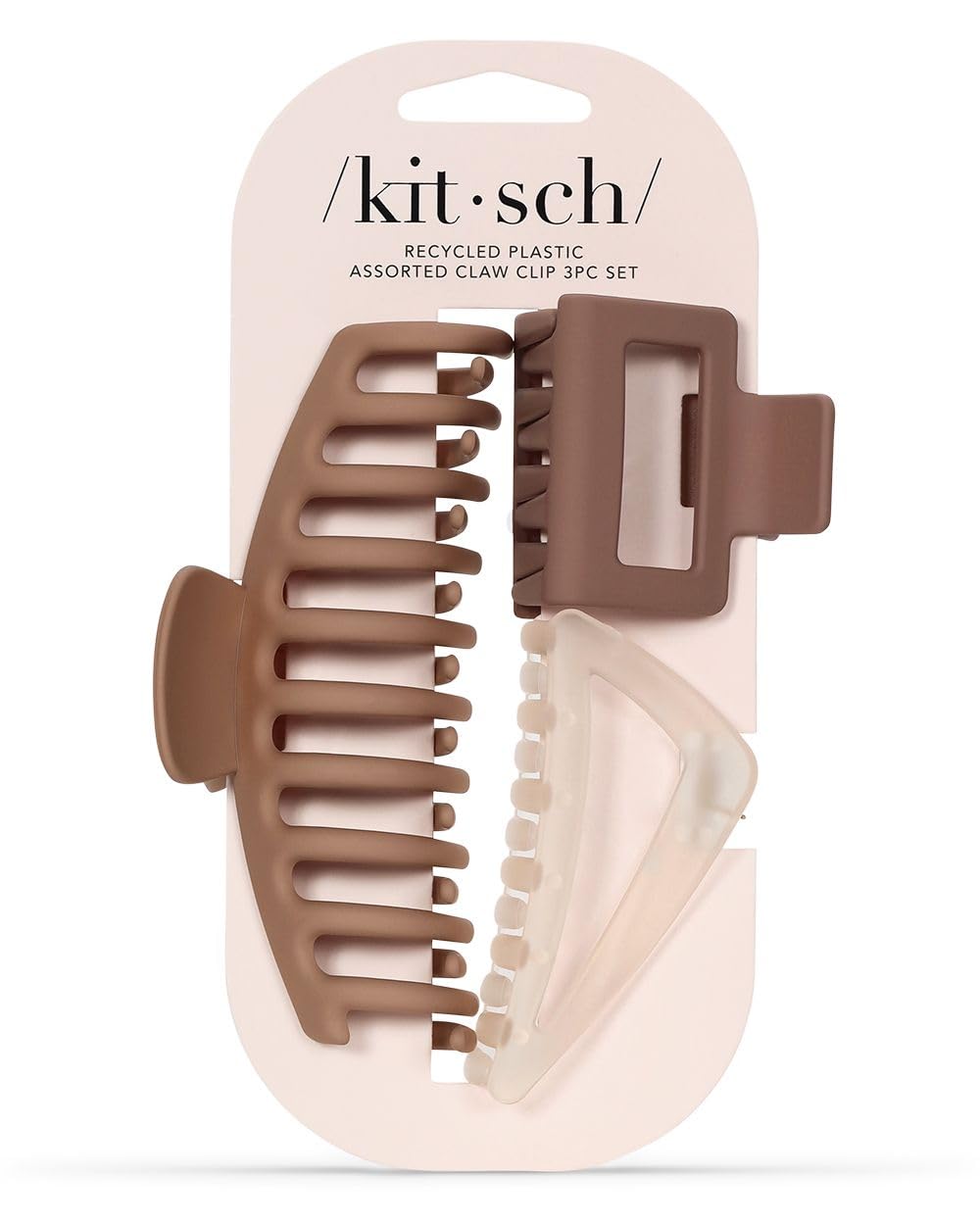 Kitsch Large Hair Clips for Women - 3 Pack Assorted Hair Claw Clips for Thick Hair (Medium & Small Open Shape) - Perfect for Teens, Girls & Women - Great for School, Work, Travel & Everyday Styling