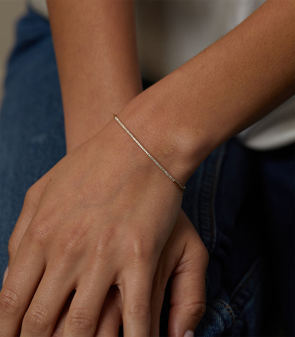 Exquisite Tiny Diamond Cuff Bracelet for Women - Elegant Minimalist Jewelry for Everyday Wear, Date Nights & Special Occasions