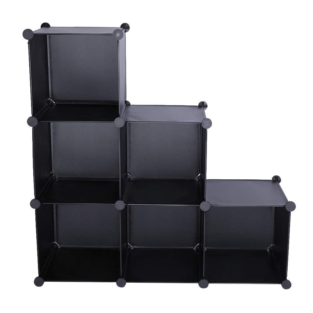 Modular Cube Storage Organizer - 6-Cube Plastic Shelf Unit for Closet, Bedroom, Living Room & Office | DIY Bookcase & Cabinet Organizer (Black) - Perfect for Home Organization, Kids' Toys & Book Storage
