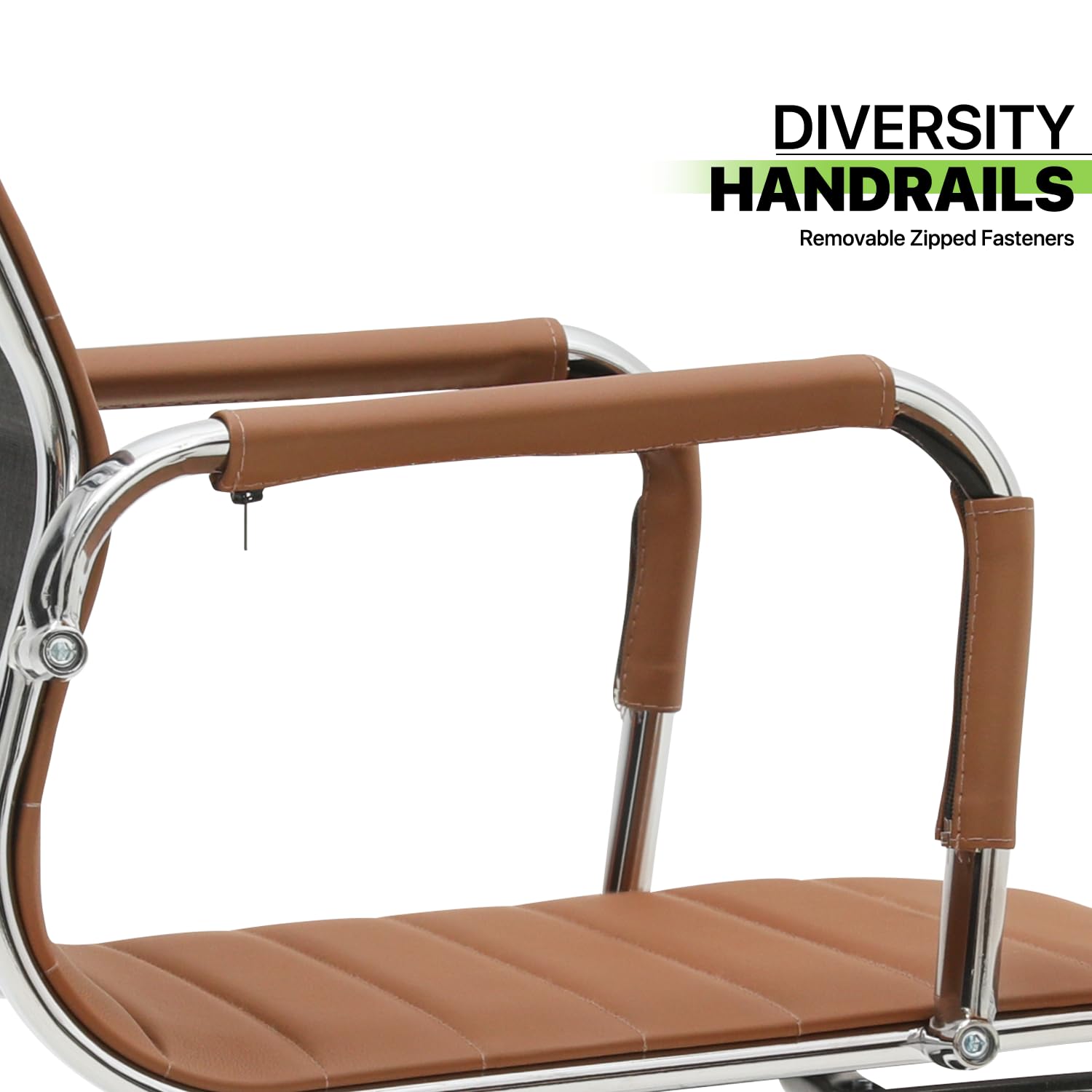 Magshion Office Reception Guest Chair - No Wheels, Mid Back PU Leather Waiting Room Chair with Metal Leg Sled Base & Arms - Conference Room, Lobby, Clinic, Hotel (Brown, 2 Pack)