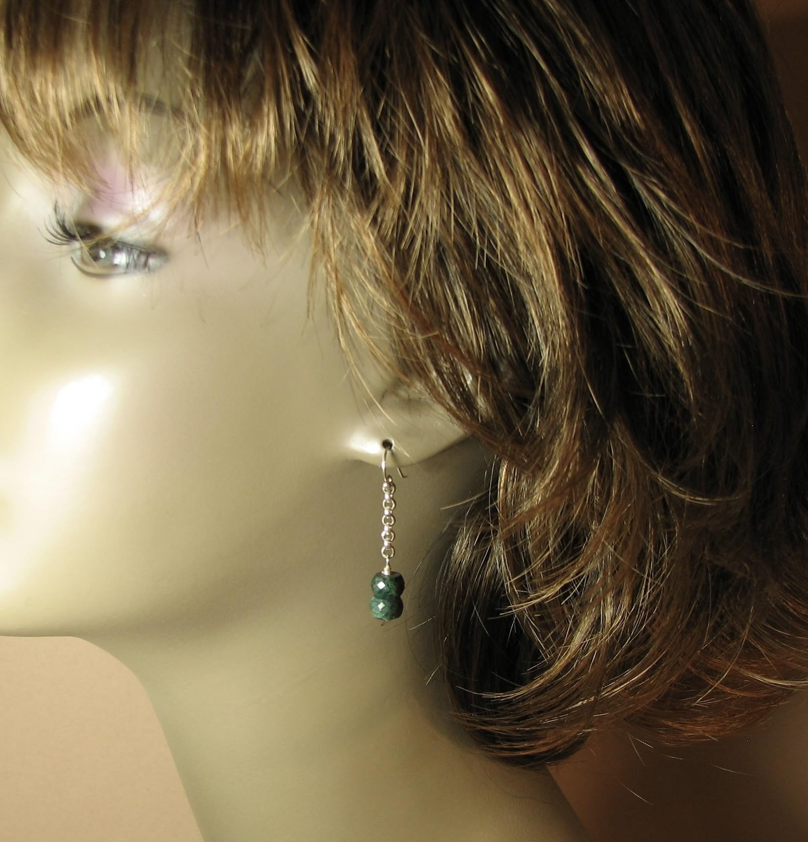 Emerald and Sterling Silver Chain Earrings for Women - Elegant Dangle Drop Earrings for Party, Wedding & Everyday Wear