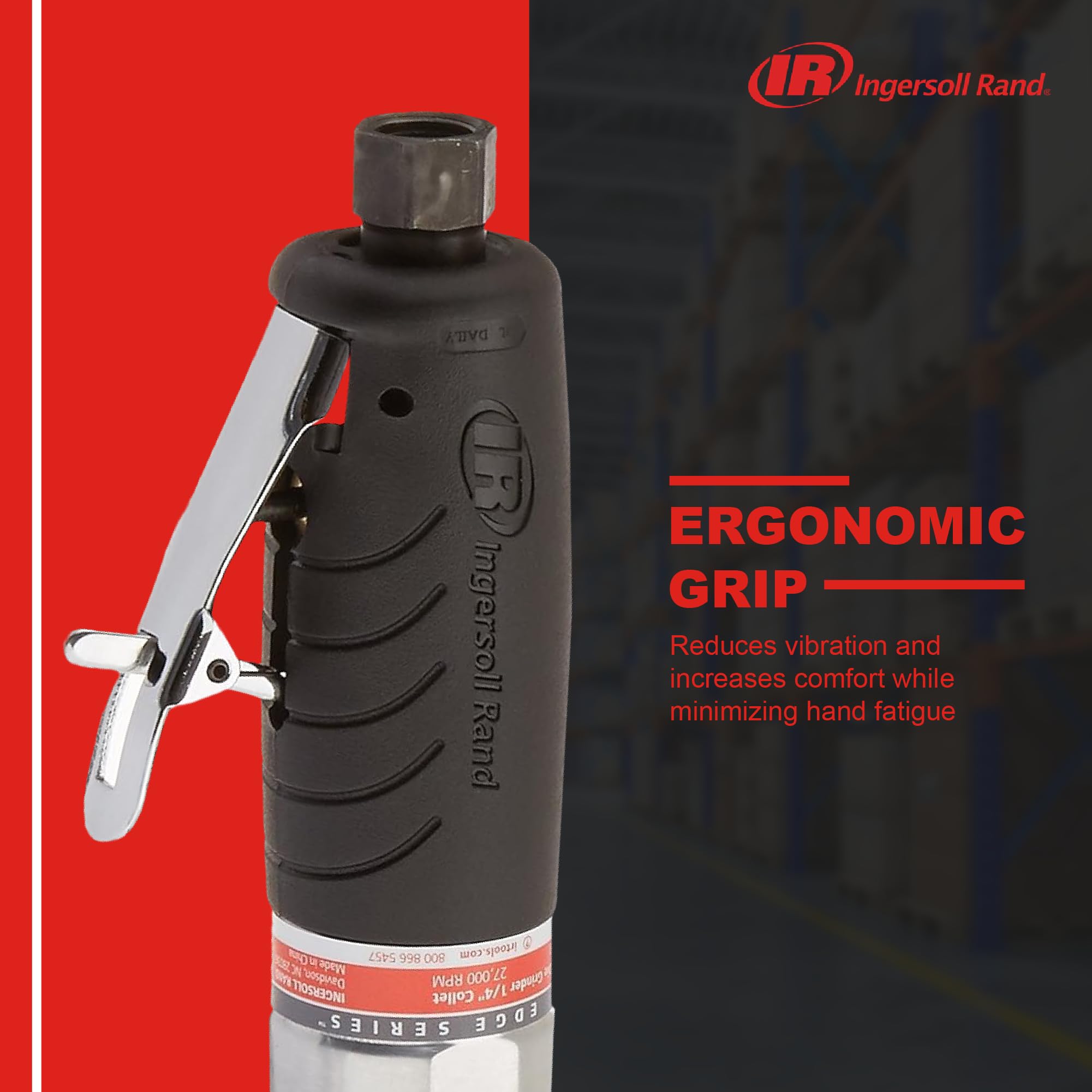 Ingersoll Rand 3107G 1/4-Inch Straight Air Die Grinder with Ergonomic Grip - Professional Pneumatic Tool for Metalworking, Wood Carving & Automotive Repair
