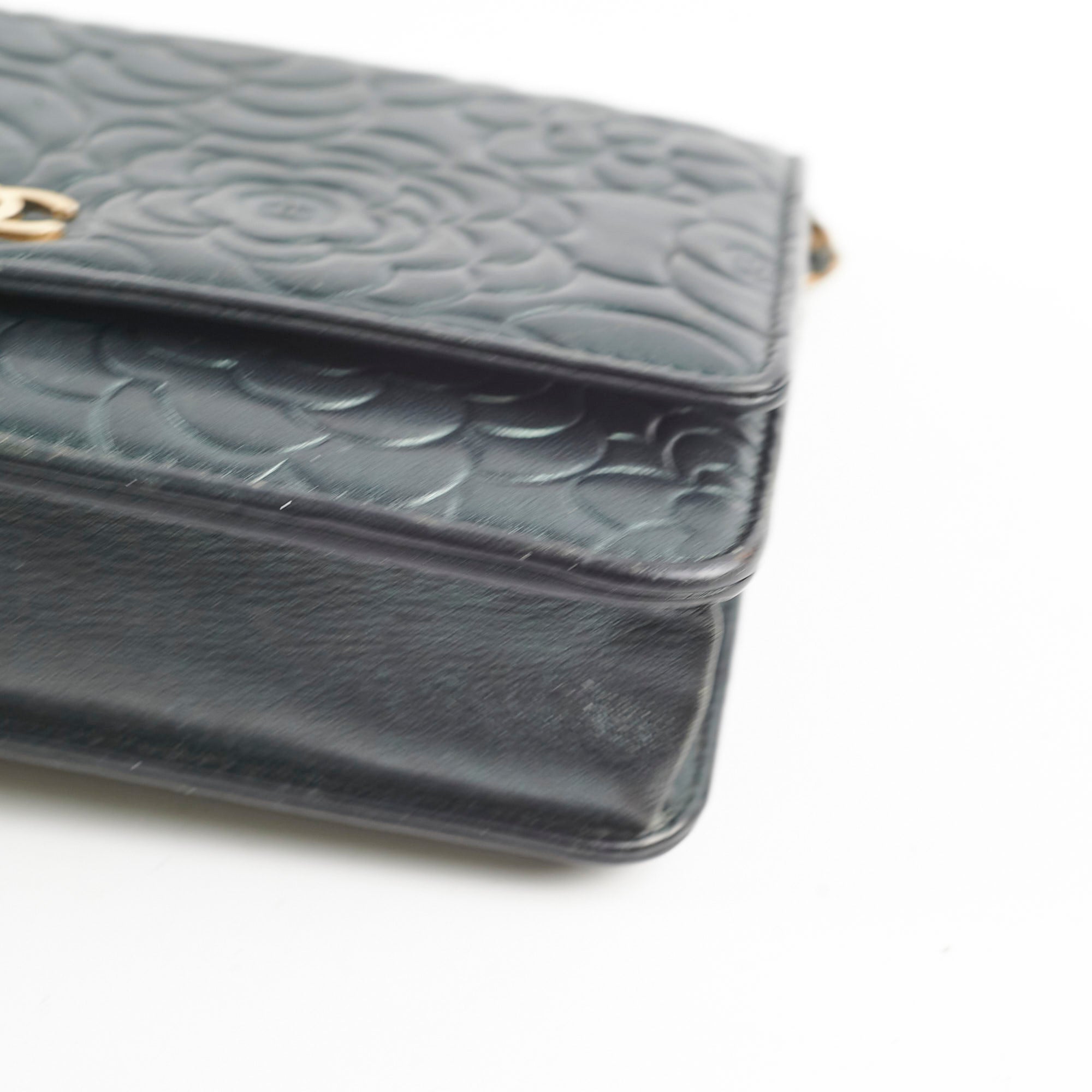 Chanel Camelia Embossed Wallet On Chain WOC Iridescent Green Crossbody Bag - Perfect for Evening Parties, Date Nights & Special Occasions