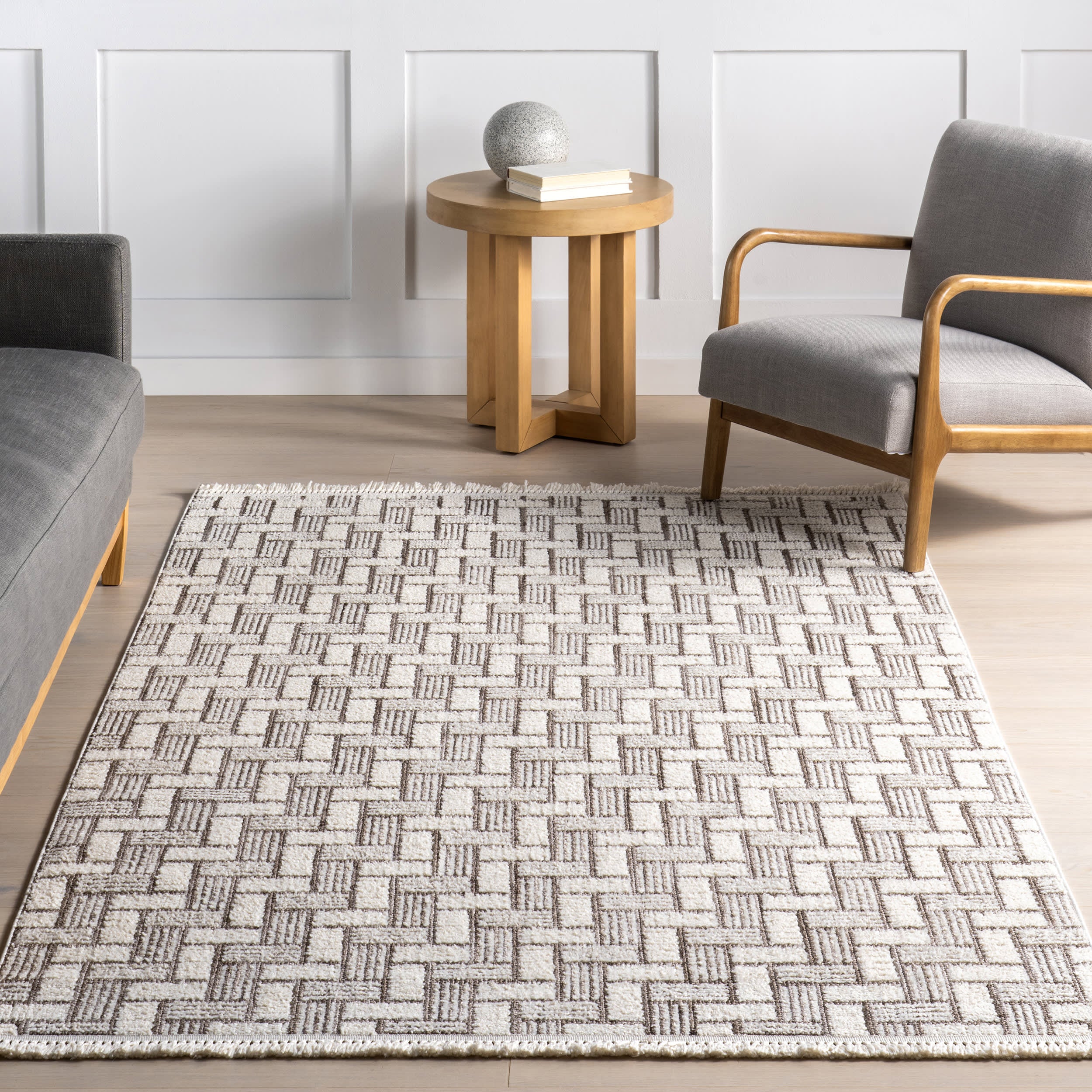 Charli Geometric Ivory Area Rug - Modern Boho Chic Design for Living Room, Bedroom & Home Decor