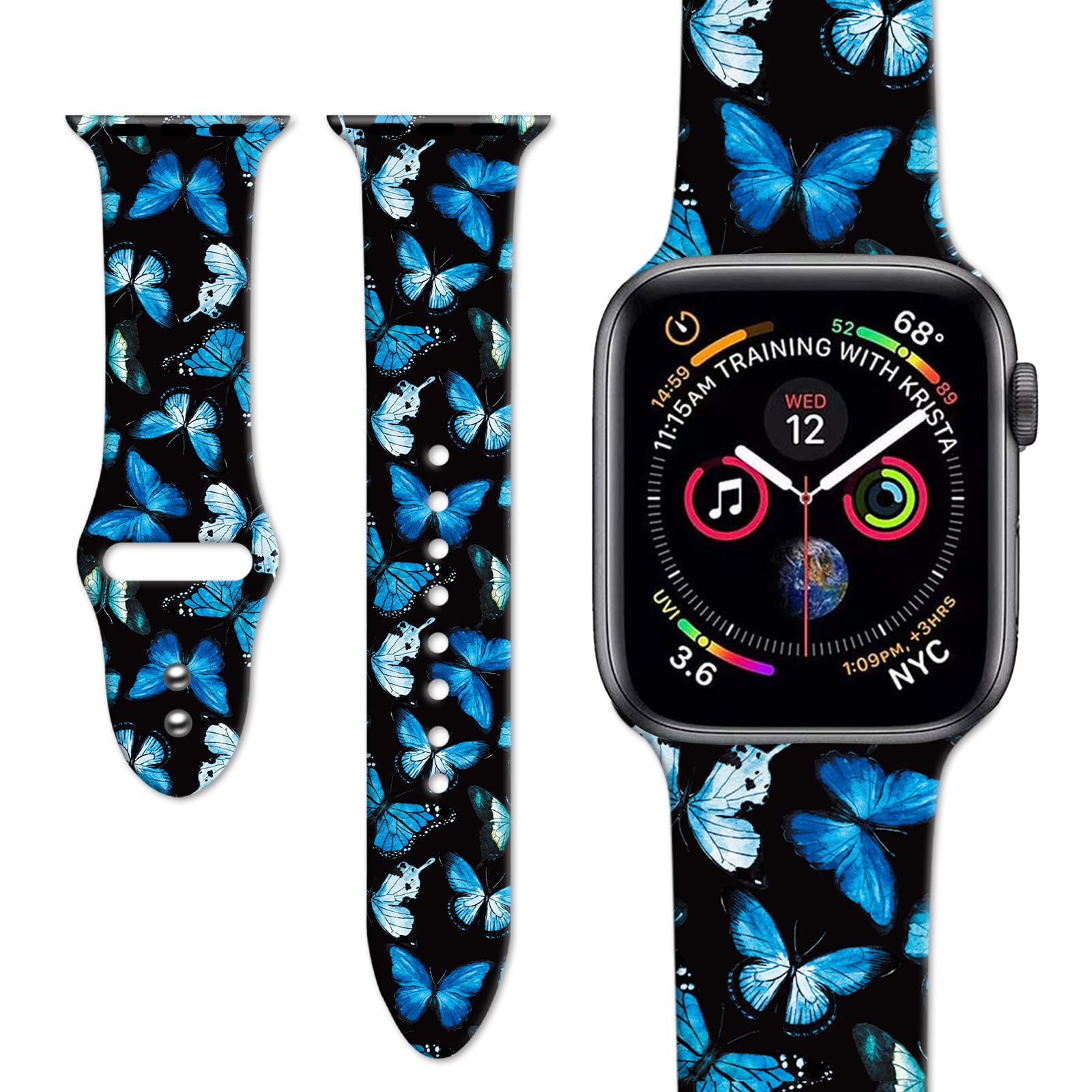 Fashionable Soft Silicone Watch Bands for Apple Watch 38mm 40mm 41mm - Adjustable Replacement Straps Compatible with iWatch Series 7/6/5/4/3/2/1/SE - Perfect for Women & Girls' Workouts, Running & Daily Wear