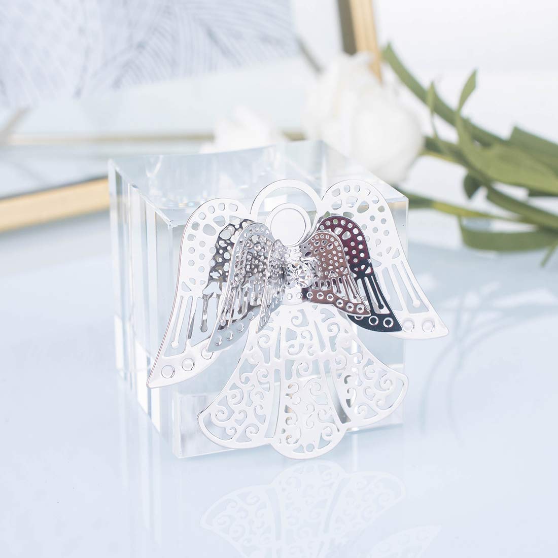 10pcs Silver Angel Hanging Suncatcher DIY Metal Parts - Handmade Craft Pendant Ornament Drops for Window Decor, Christmas Tree, Gift Making & Home Decoration