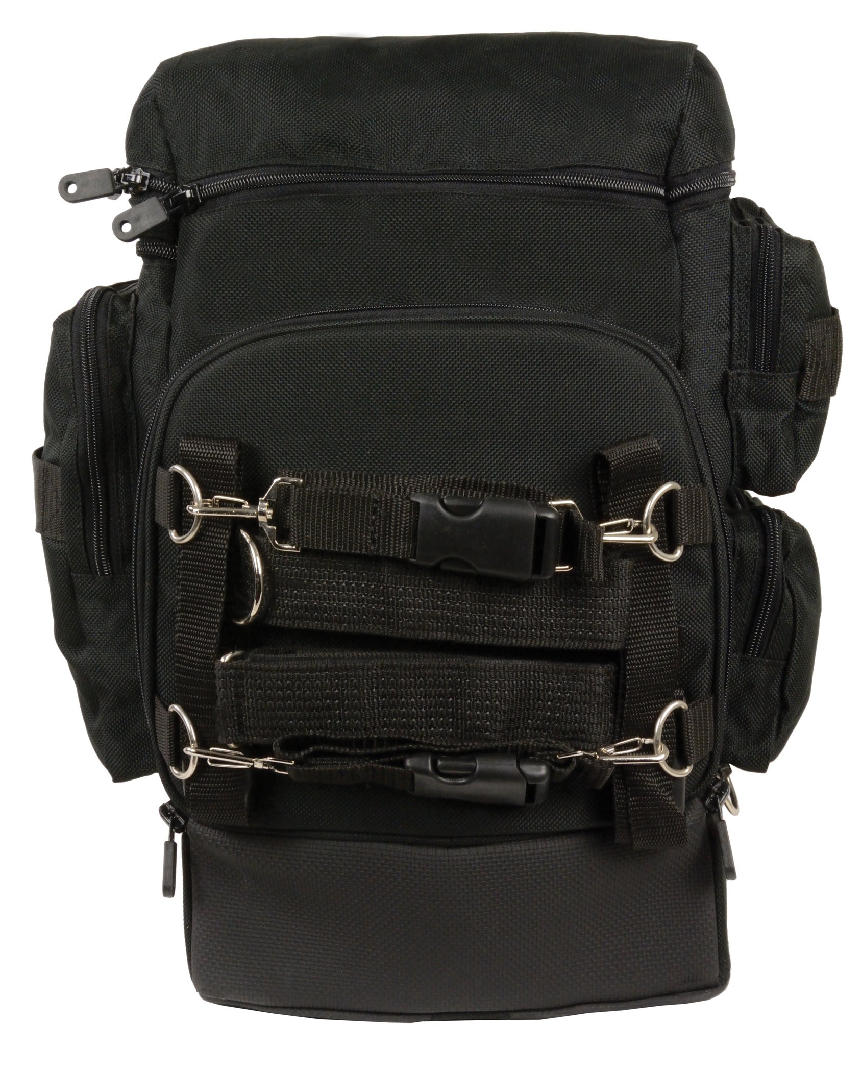 Milwaukee SH688-BLK-PCS Black 1200D Nylon Motorcycle Helmet Bag & Sissy Bar Bag - Waterproof Storage for Bikers, Cruisers & Road Trips