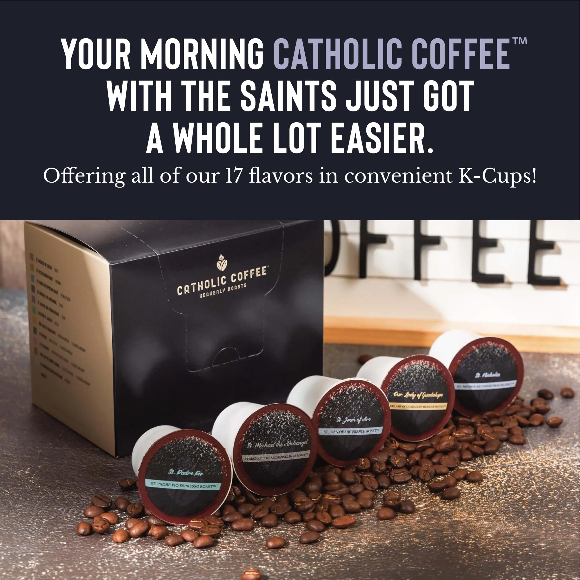 Premium Our Lady of Mount Carmel Salted Caramel Catholic Coffee - 12oz Whole Bean Small-Batch Craft Coffee for Faithful Catholics & Coffee Connoisseurs - Perfect for Morning Devotion, Bible Study & Gift Giving
