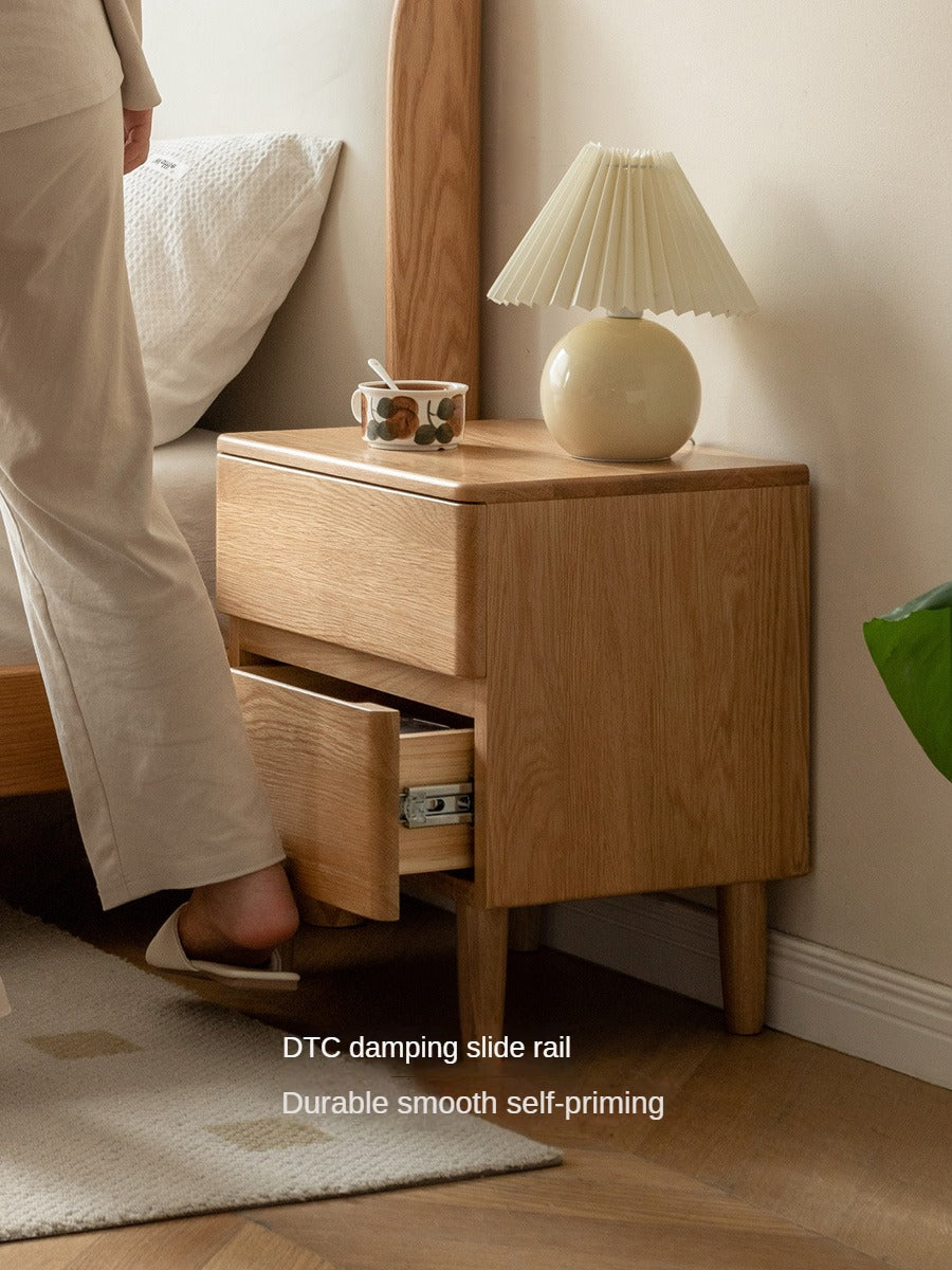Solid Oak Wood Nightstand - Modern Bedside Table with Drawer for Bedroom, Living Room, or Guest Room - Durable & Stylish Home Furniture