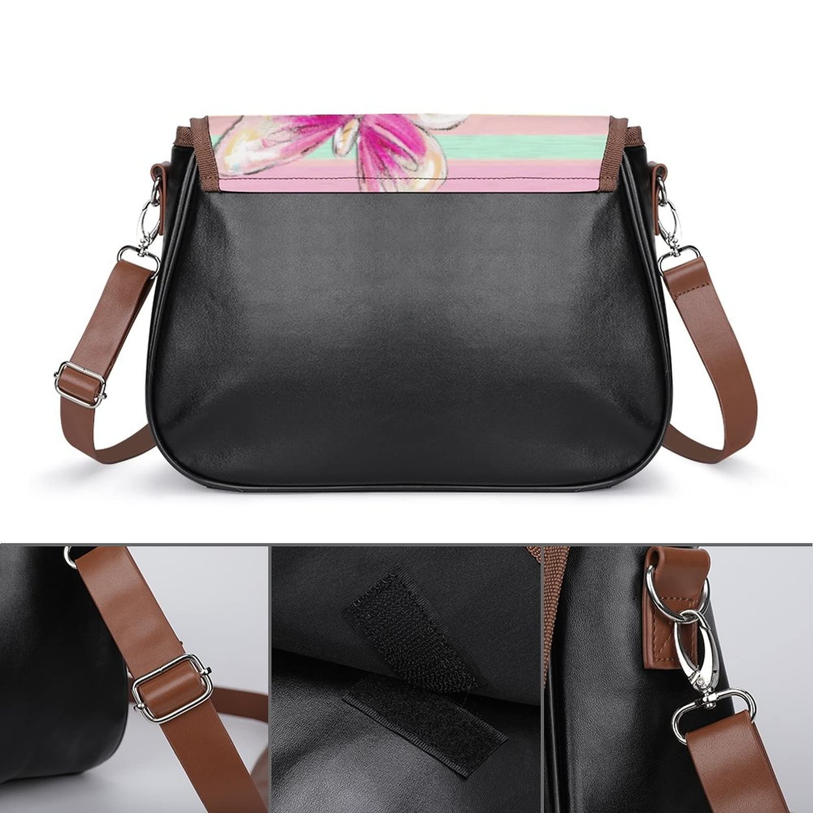 Vintage Leather Crossbody Bag for Women - Medium Hobo Shoulder Bag with Butterfly Print, Perfect for Daily Use, Travel & Casual Outings