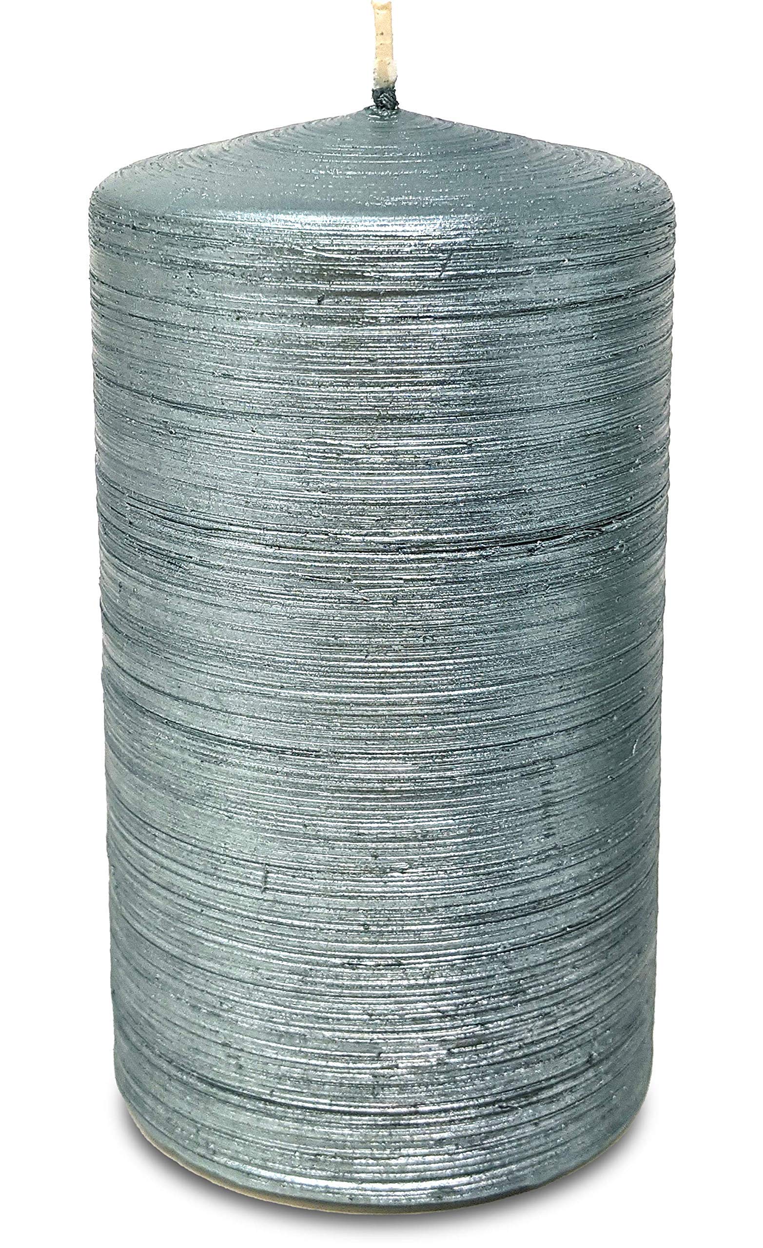 Hyoola Brushed Metallic Pillar Candles - 6 Pack Sage Green Decorative Candles (2.75
