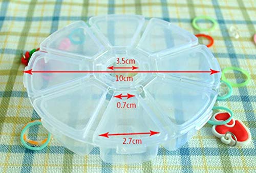 WOIWO 2-Pack Clear Round Plastic Storage Boxes with 8 Compartments - Jewelry Organizer, Bead Container & Nail Art Case - Perfect for Craft Rooms, Vanity Tables & Travel Accessories