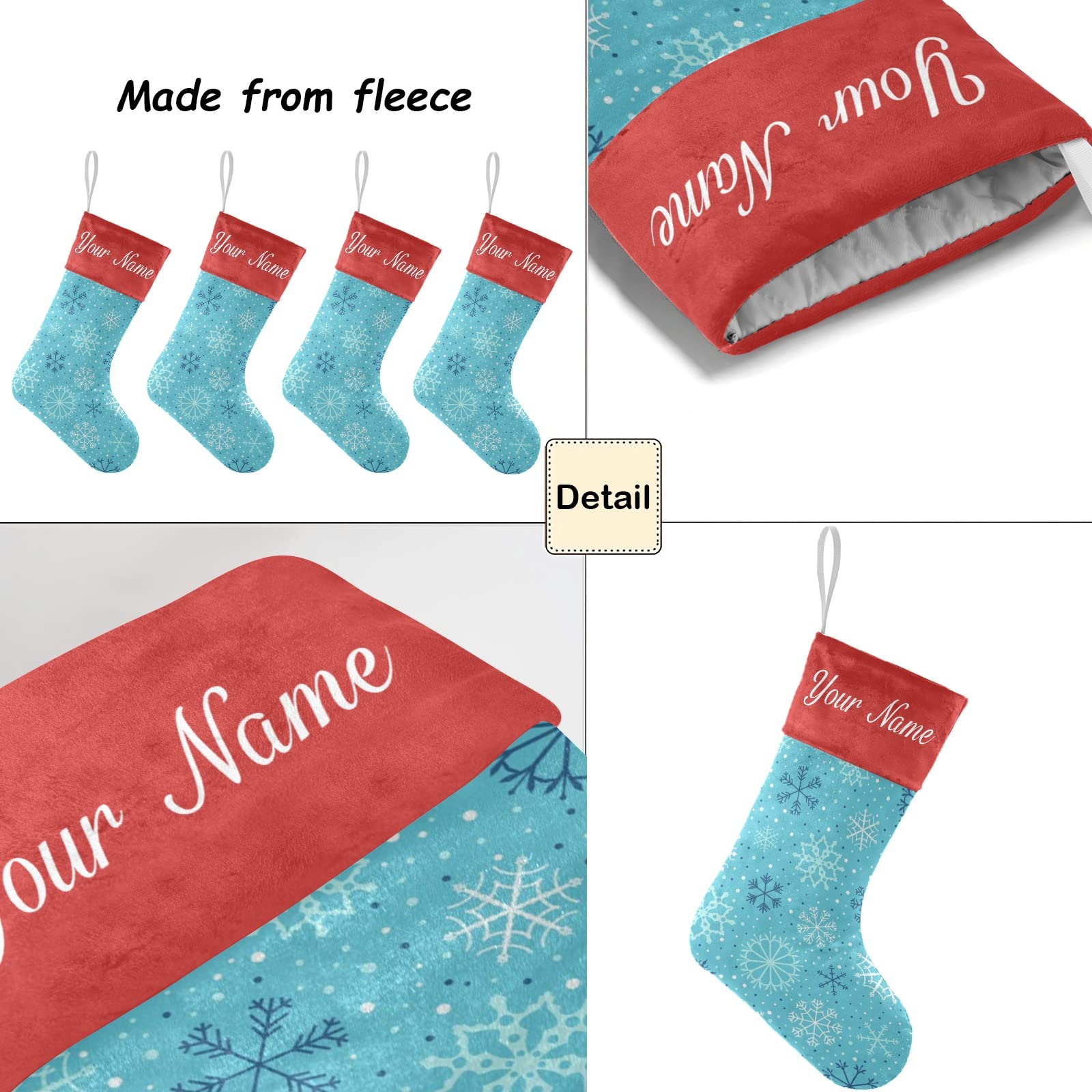 Personalized Snowflake Blue Christmas Stockings with Custom Names - 17.52 x 7.87 Inch Holiday Decor for Family, Party & Gift Exchange - Perfect for Fireplace Mantel, Tree Decorations and Festive Home Decor