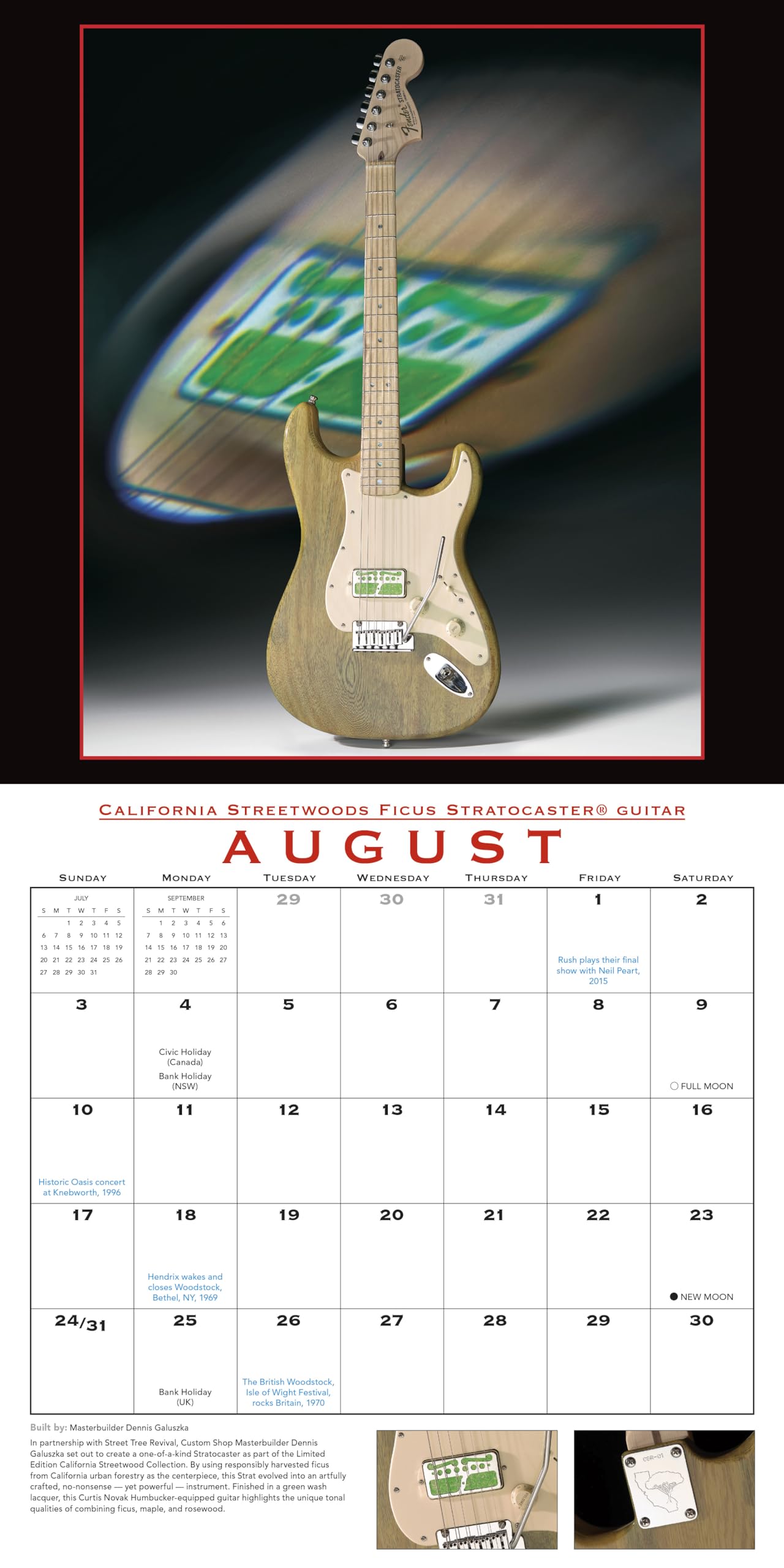 Fender Custom Shop 2025 Wall Calendar - 12