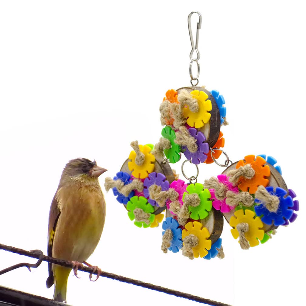 Colorful Parrot Chewing Toy - Hanging Bird Toy for Parrots, Macaws & Cockatoos - Durable & Safe Bird Chewing Supplies - Perfect for Cage Enrichment & Playtime