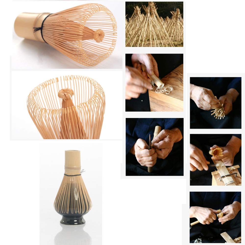 Premium Matcha Bowl Set - 4 Pcs Traditional Japanese Ceramic Matcha Tea Bowl with Natural Bamboo Whisk, Scoop & Holder - Perfect for Tea Ceremonies, Home Brewing & Zen Meditation