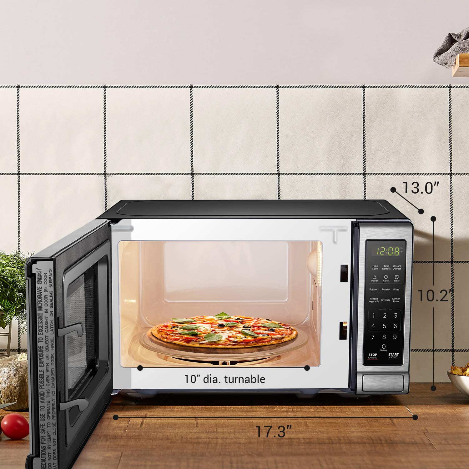 BLACK+DECKER 0.7 Cu. Ft. Stainless Steel Digital Microwave Oven - 700W Countertop Microwave with Child Lock & 10 Power Levels - Perfect for Small Kitchens, Dorms & Offices (EM720CB7) - Blemished Packaging with Full Warranty