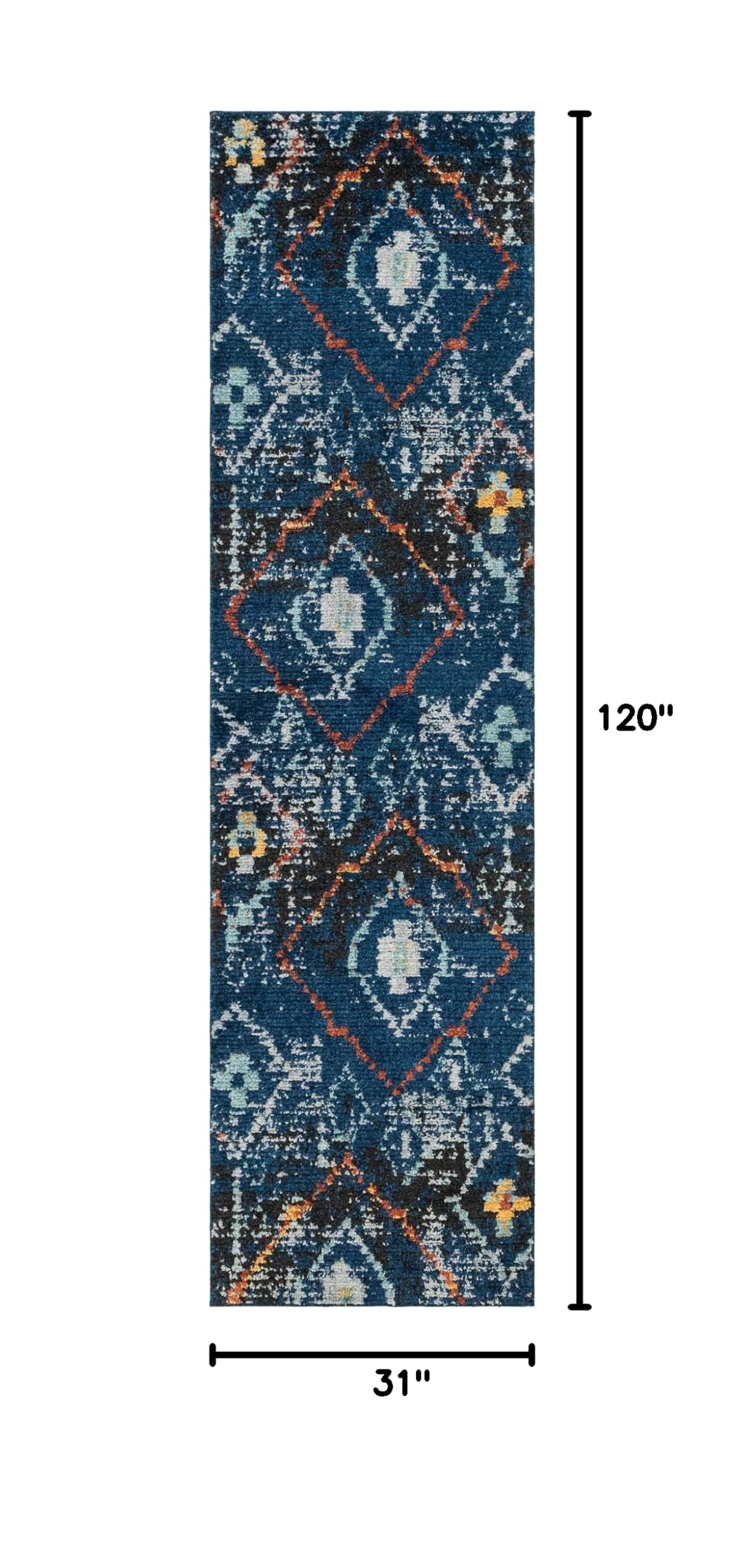 Moroccan High-Pile Navy Blue Runner Rug 10ft - Soft Plush Carpet for Hallway & Entryway Decor | Perfect for Home, Office & Wedding Aisle Floor Covering