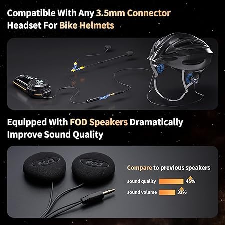 Fodsports FX8 Pro Motorcycle Bluetooth Headset - 8 Rider Intercom System with Dual-Chip Audio Mixing, Music Sharing, 3 Sound Modes & FM Radio | Ideal for Group Rides, Touring & Adventure Motorcycling
