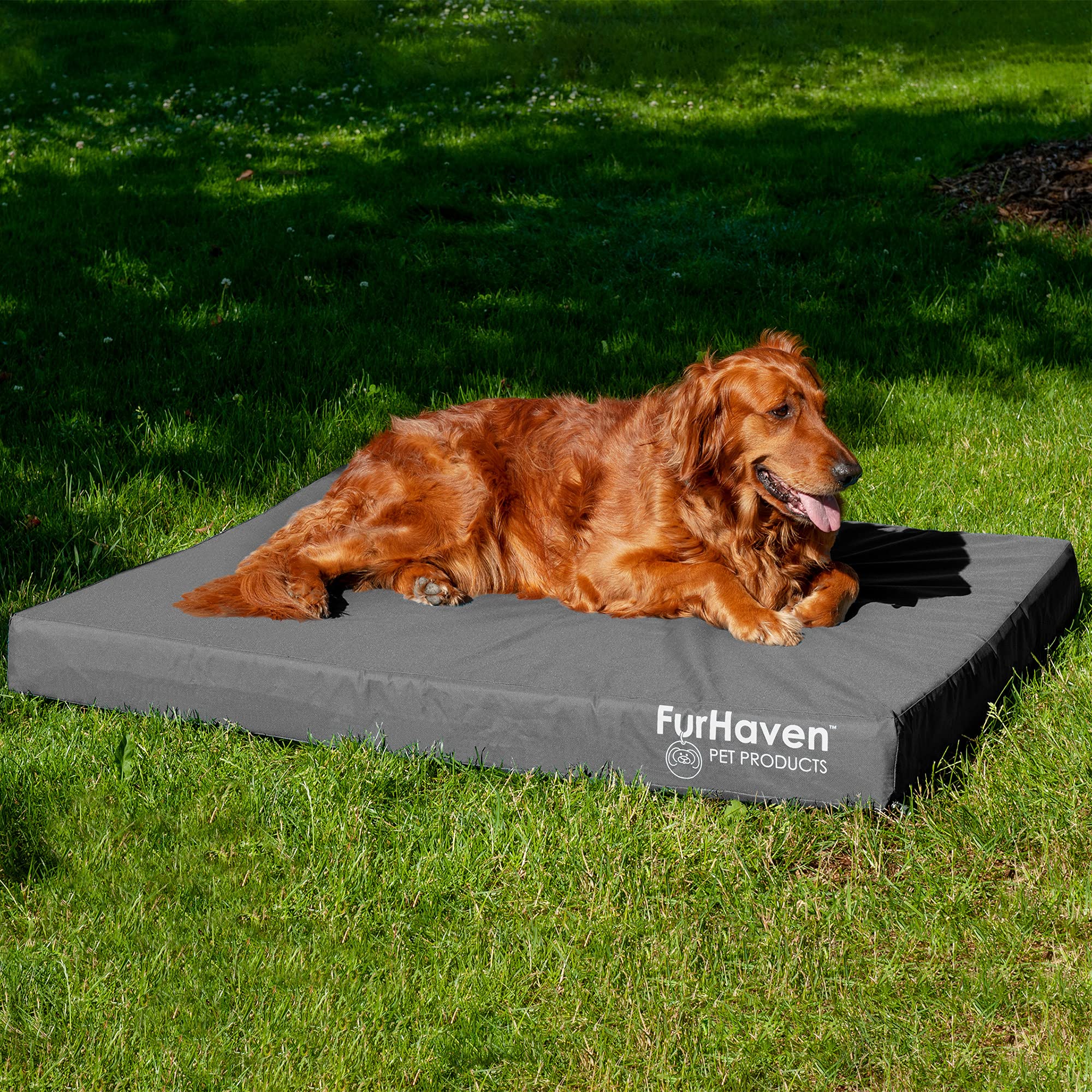 Furhaven Cooling Gel Dog Bed for Large Dogs - Water-Resistant, Washable Cover - Indoor/Outdoor Use