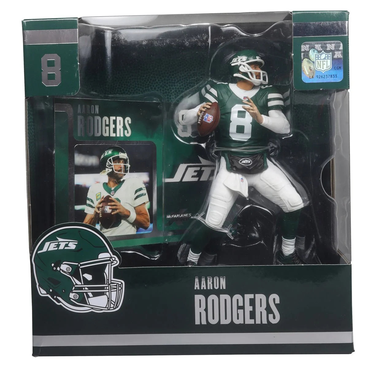 Aaron Rodgers New York Jets NFL Green Jersey 2024 Posed Action Figure - Perfect for Football Fans, Collectors, and Game Room Decor