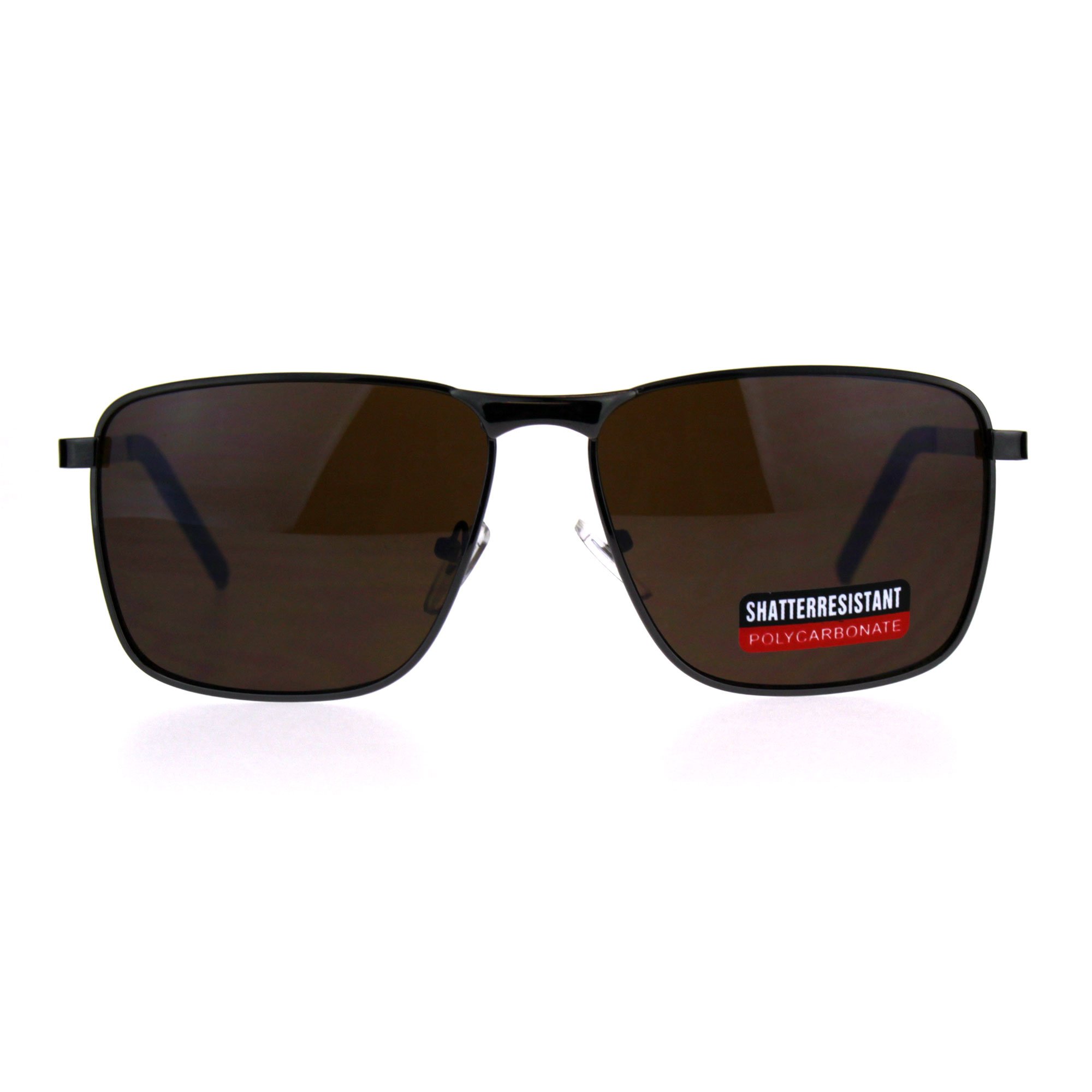 Men's Classic Officer Sunglasses - Rectangular Metal Frame Aviator Style for Driving, Outdoor & Fashion