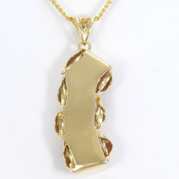 18K Yellow Gold Coral Diamond Necklace - Elegant Pendant Jewelry for Women, Gift for Anniversary & Valentine's Day - Perfect for Weddings, Parties & Special Occasions