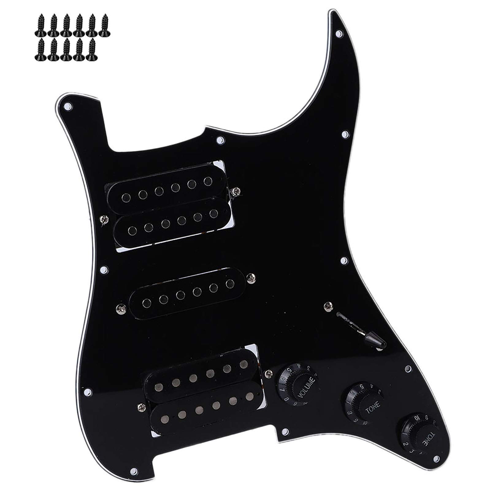 HSH Prewired Electric Guitar Pickguard with Humbucker Pickups - Bright & Clear Tone for ST/SQ Guitars (Black) | Perfect for Rock, Blues & Live Performances