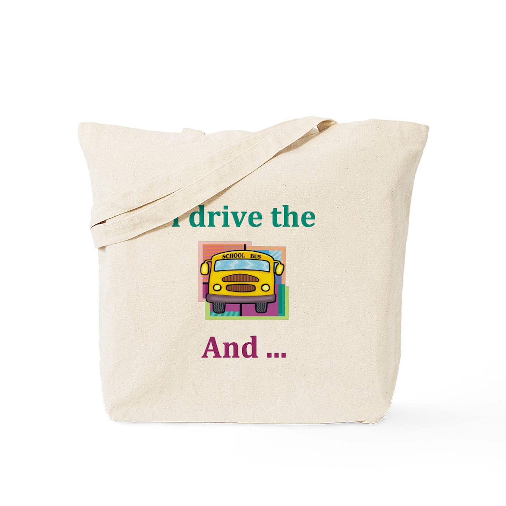 School Bus Driver Tote Bag - Natural Canvas Reusable Shopping Tote for Teachers & Drivers - Perfect for Work, Groceries & Everyday Use
