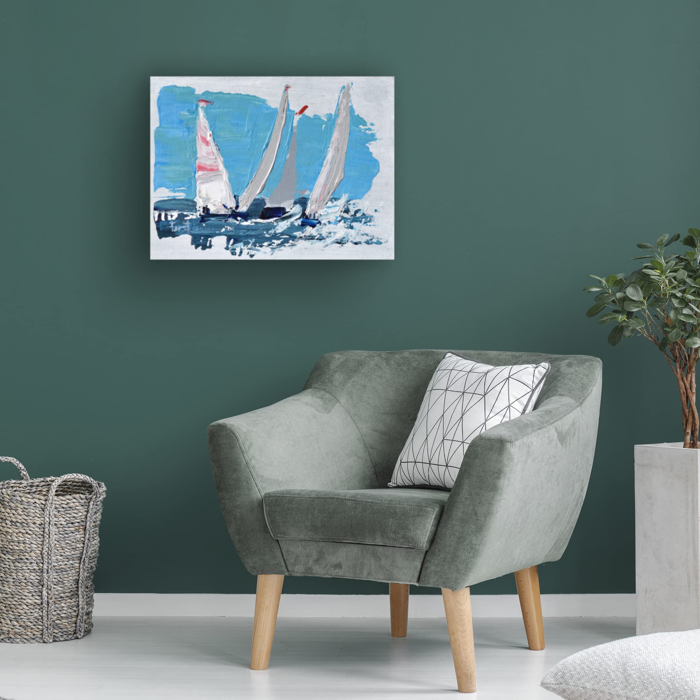 Beth A. Forst 'Candy Stripe Regatta' Canvas Wall Art Print - Modern Nautical Decor for Living Room, Bedroom & Office - Trademark Fine Art Collection