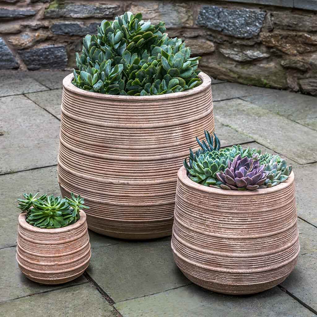 Campania International Madera Planter Set of 3 - Antico Terra Cotta Flower Pots for Indoor & Outdoor Garden Decor | Perfect for Patio, Balcony, and Home Décor
