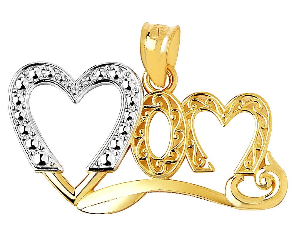 14K Two-Tone White & Yellow Gold Filigree Heart Charm Bracelet for Mom - Perfect for Mother's Day Gifts, Birthday Presents & Special Occasions