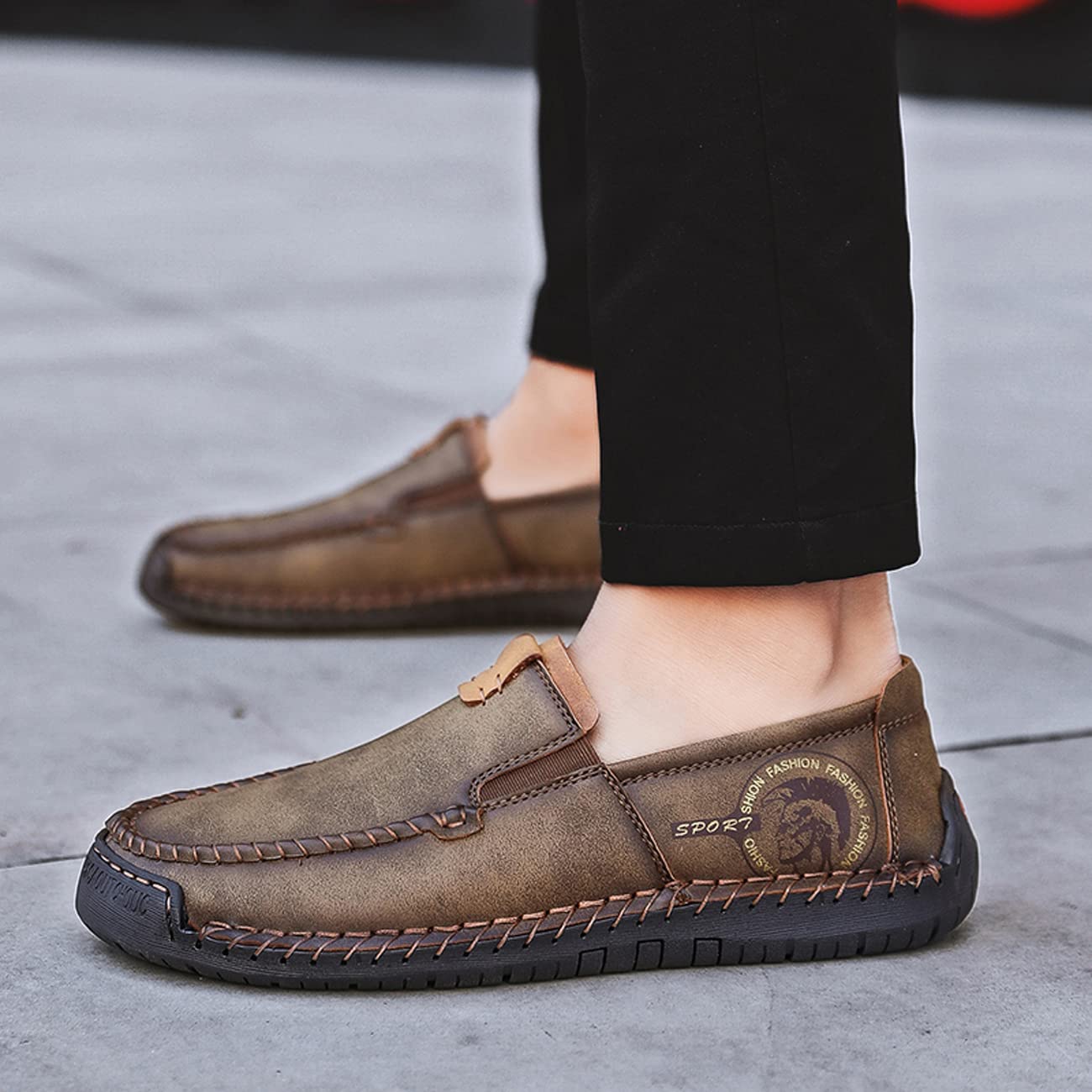 Men's Classic Leather Loafers - Comfortable Soft Stitching Moccasin Shoes for Business & Casual Wear | Breathable & Lightweight for Walking, Office, Travel & Daily Use