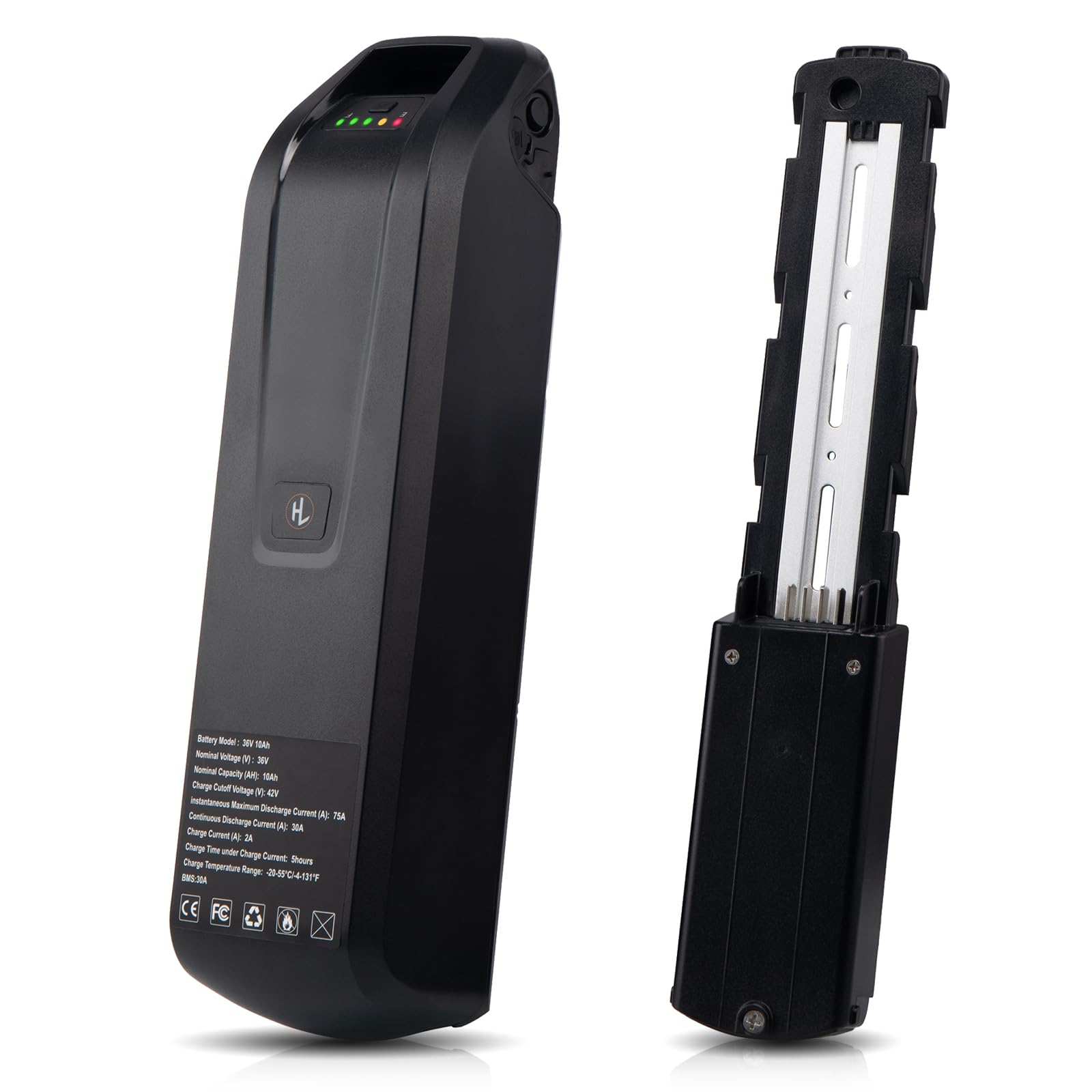 36V 10Ah Lithium Ebike Battery Pack with 2A Fast Charger, BMS, USB Port & LED Indicator - Power Switch & Safety Lock for 750W Electric Bikes & Motorcycles (4-Pin) - Perfect for Commuting, Off-Road Adventures & Long-Distance Riding