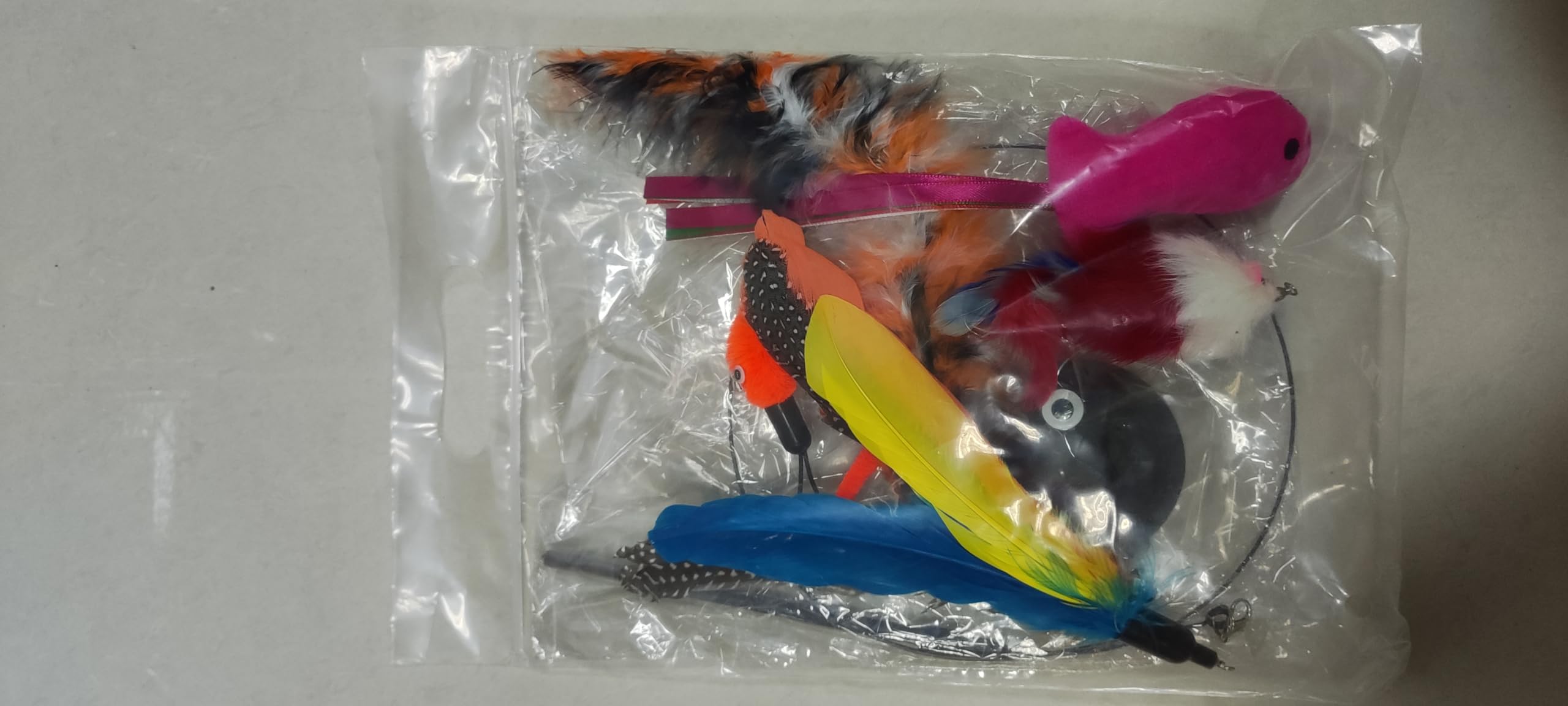 Interactive Cat Feather Wand Toy with 5 Accessories - Indoor Exercise & Play for Adult Cats