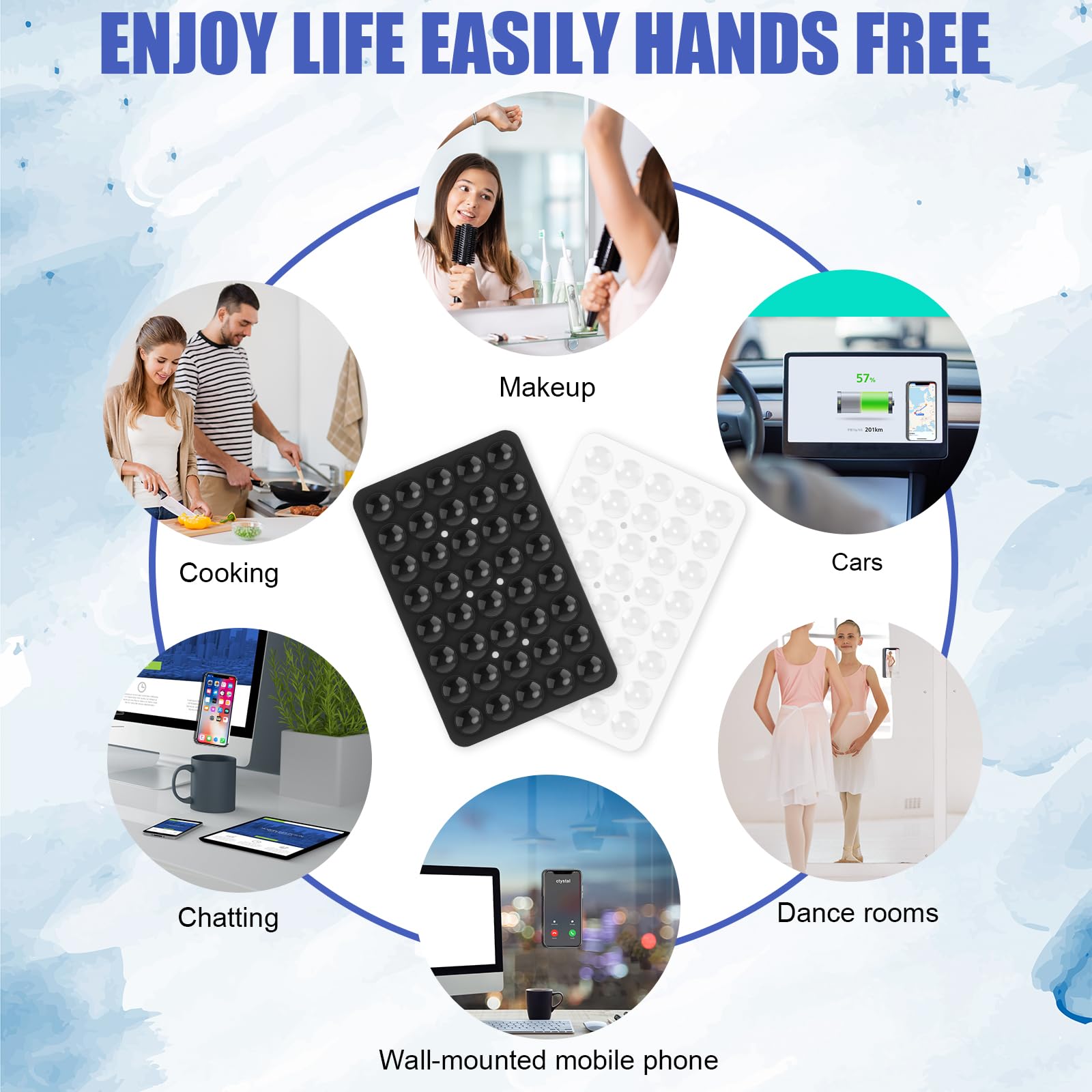 2-Pack Silicone Phone Holder with Strong Suction Cup - Hands-Free Mount for iPhone & Android - Sticky Grip Fidget Toy Gift - Perfect for Car Dashboard, Office Desk, Kitchen & Bathroom Use