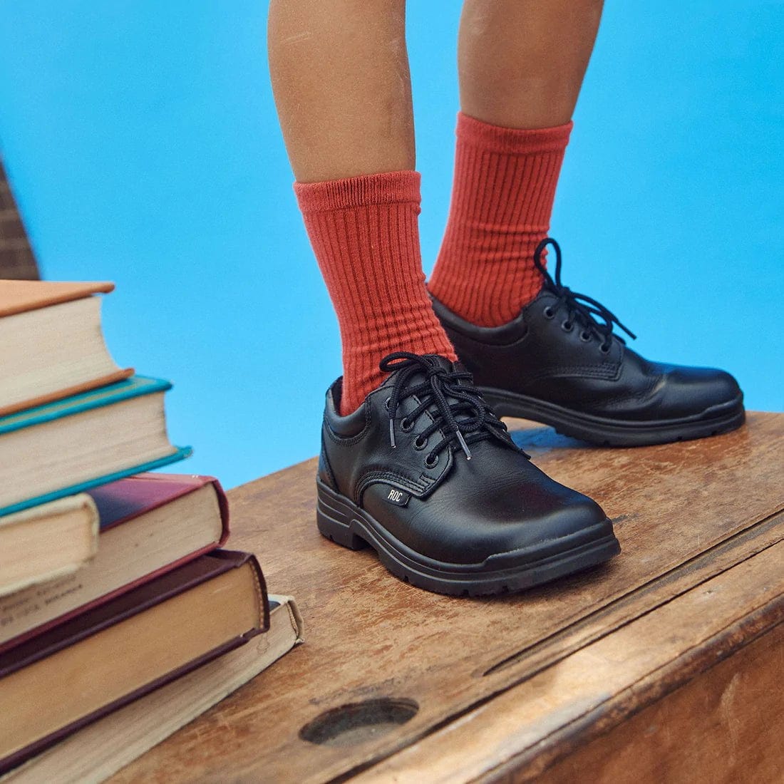 ROC BOOTS Junior Rigour Black Lace-Up Leather School Shoes for Boys & Girls - Comfortable & Durable Formal Footwear for Classroom, Uniform Dress Code & Daily Wear