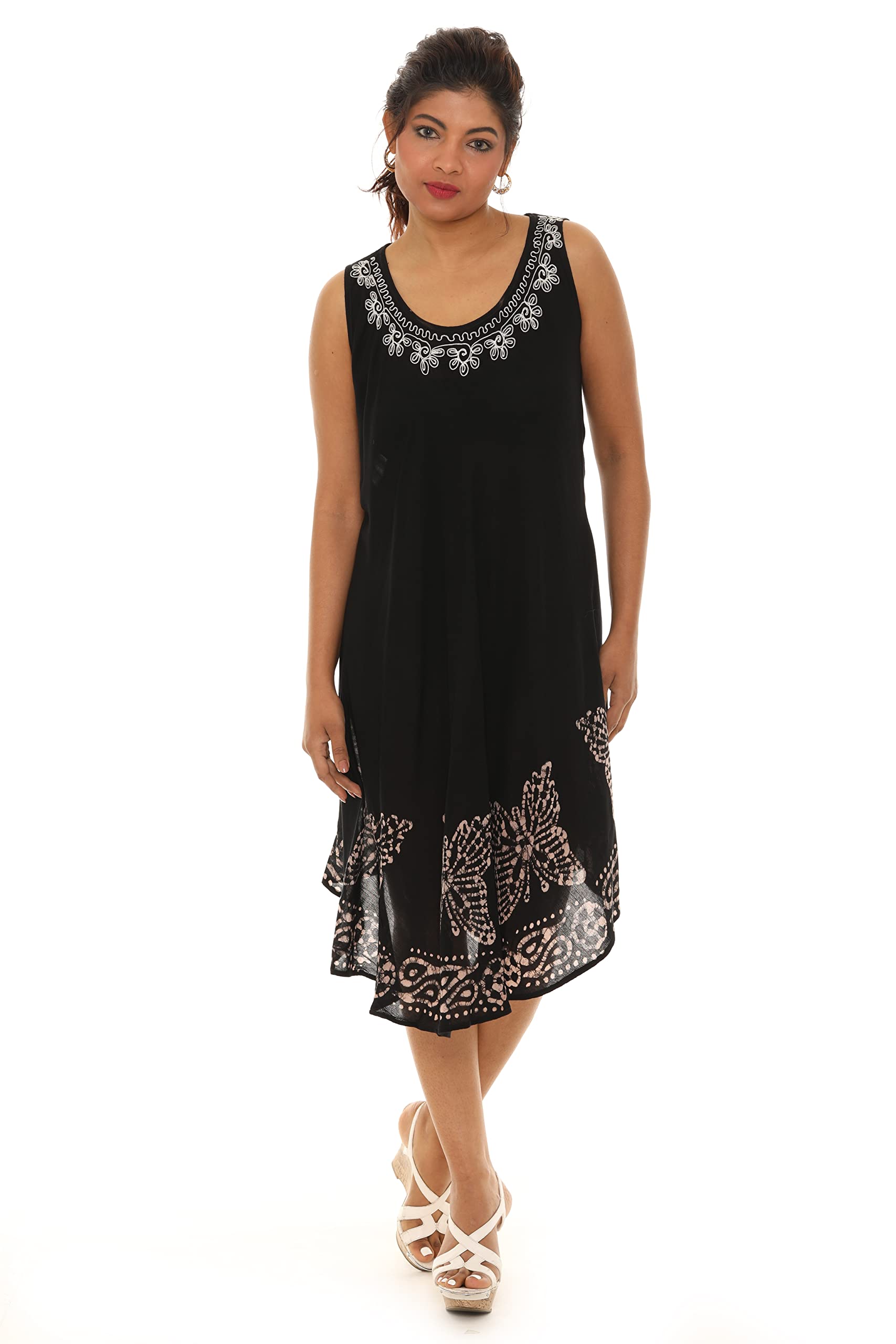 Women's Sleeveless Rayon Sundress - Casual Summer Tank Dress with Solid Color, Perfect for Beach Cover Up, Spring Outfits & Vacation Wear