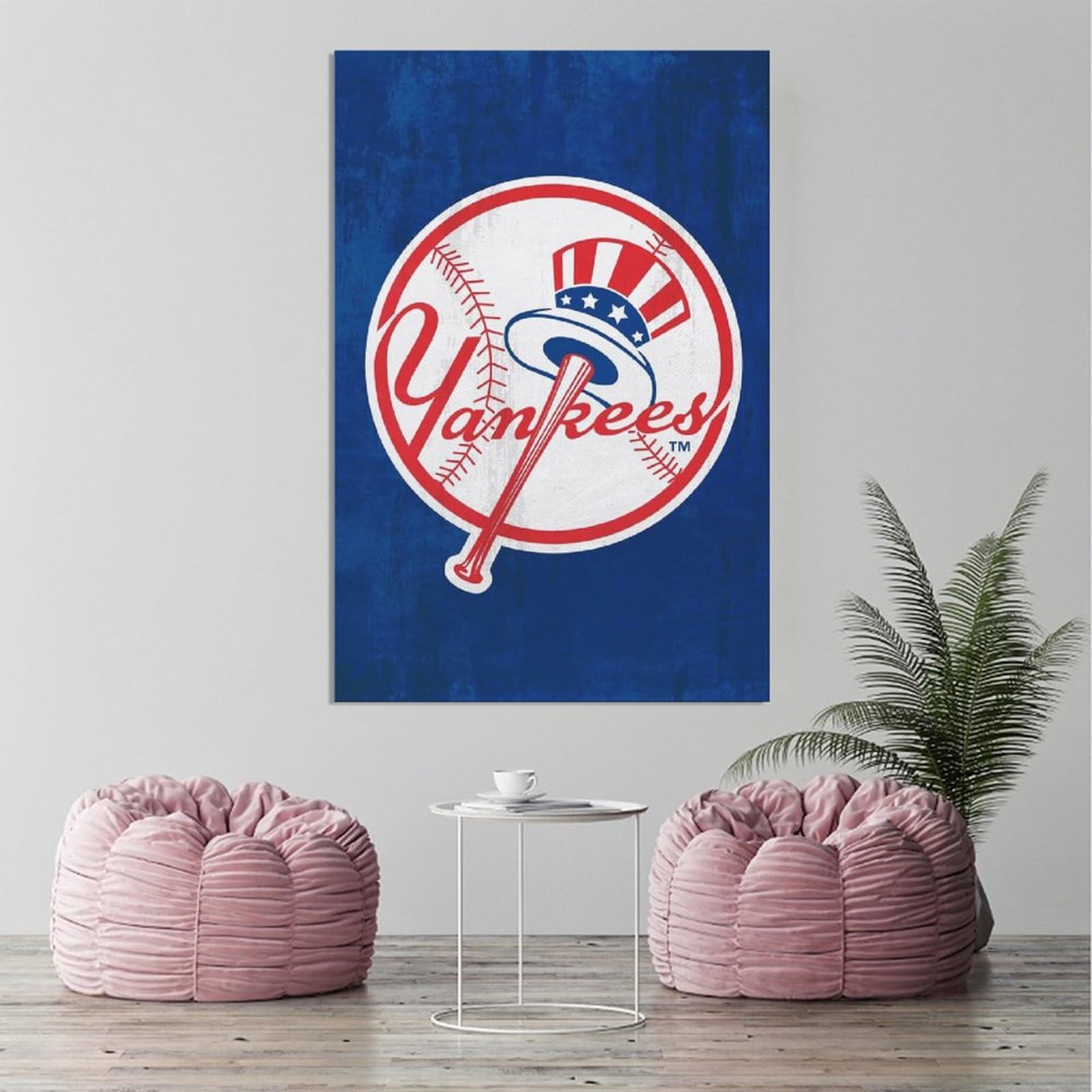 New York Yankees MLB Team Logo Canvas Wall Art - 8x12 Inches (20x30cm) Sports Poster for Bedroom, Office & Man Cave Decor - Perfect Gift for Baseball Fans & Home Decoration
