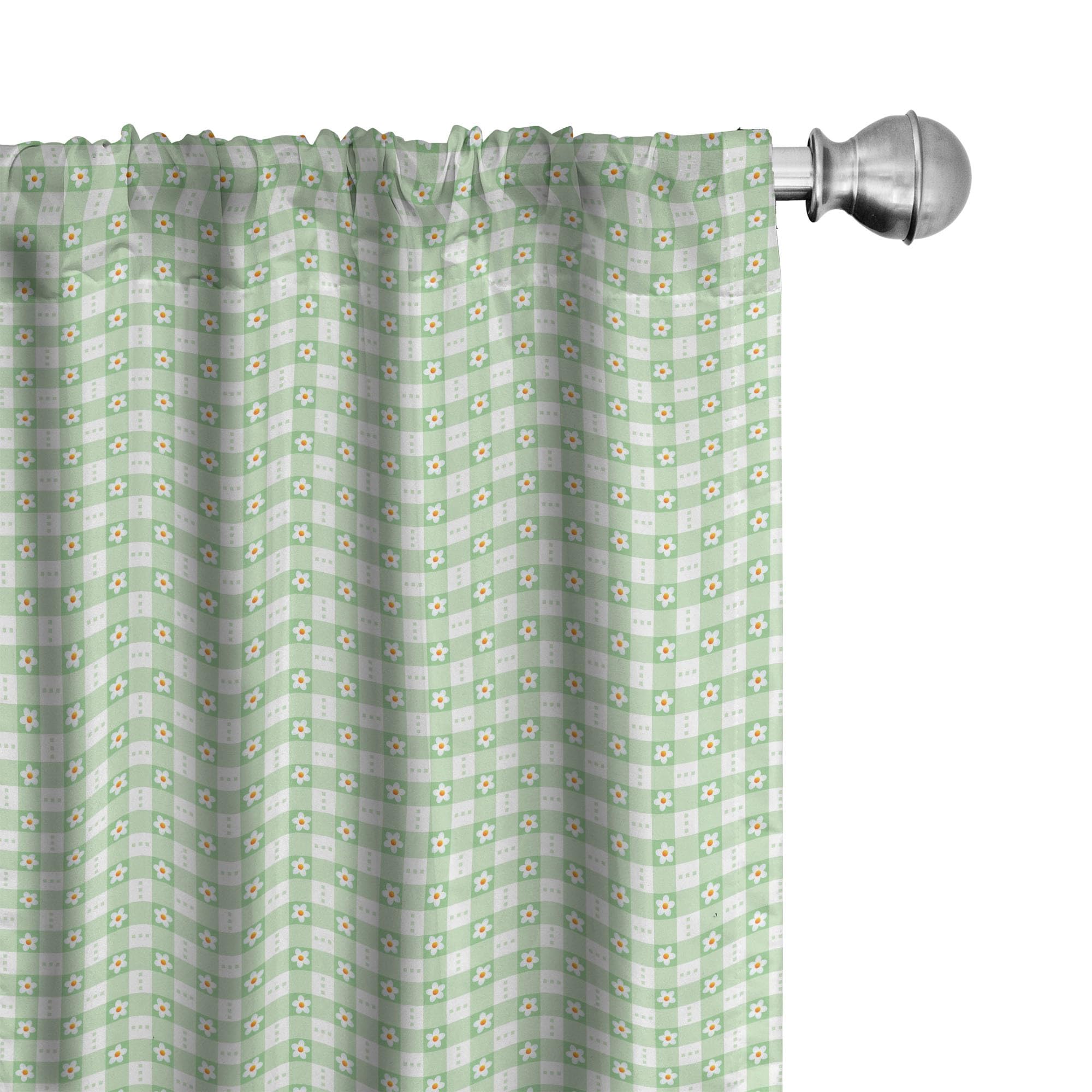 Ambesonne Abstract Daisy Chamomile Petals Curtains - Mint Green Striped Textured Window Panels (28