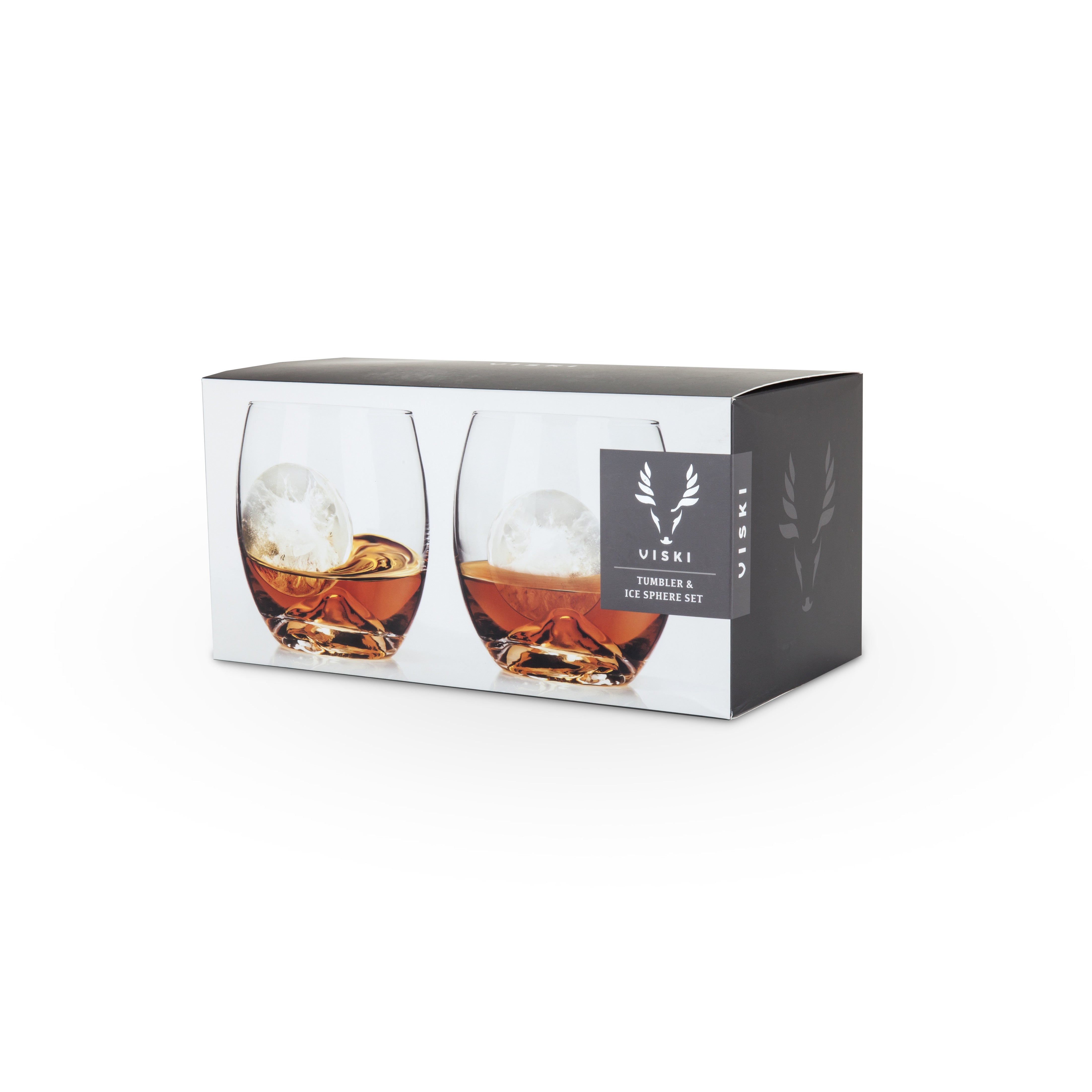 Premium 4-Piece Ice Sphere Mold & Crystal Tumbler Set - Perfect for Whiskey, Cocktails & Home Bar Entertaining