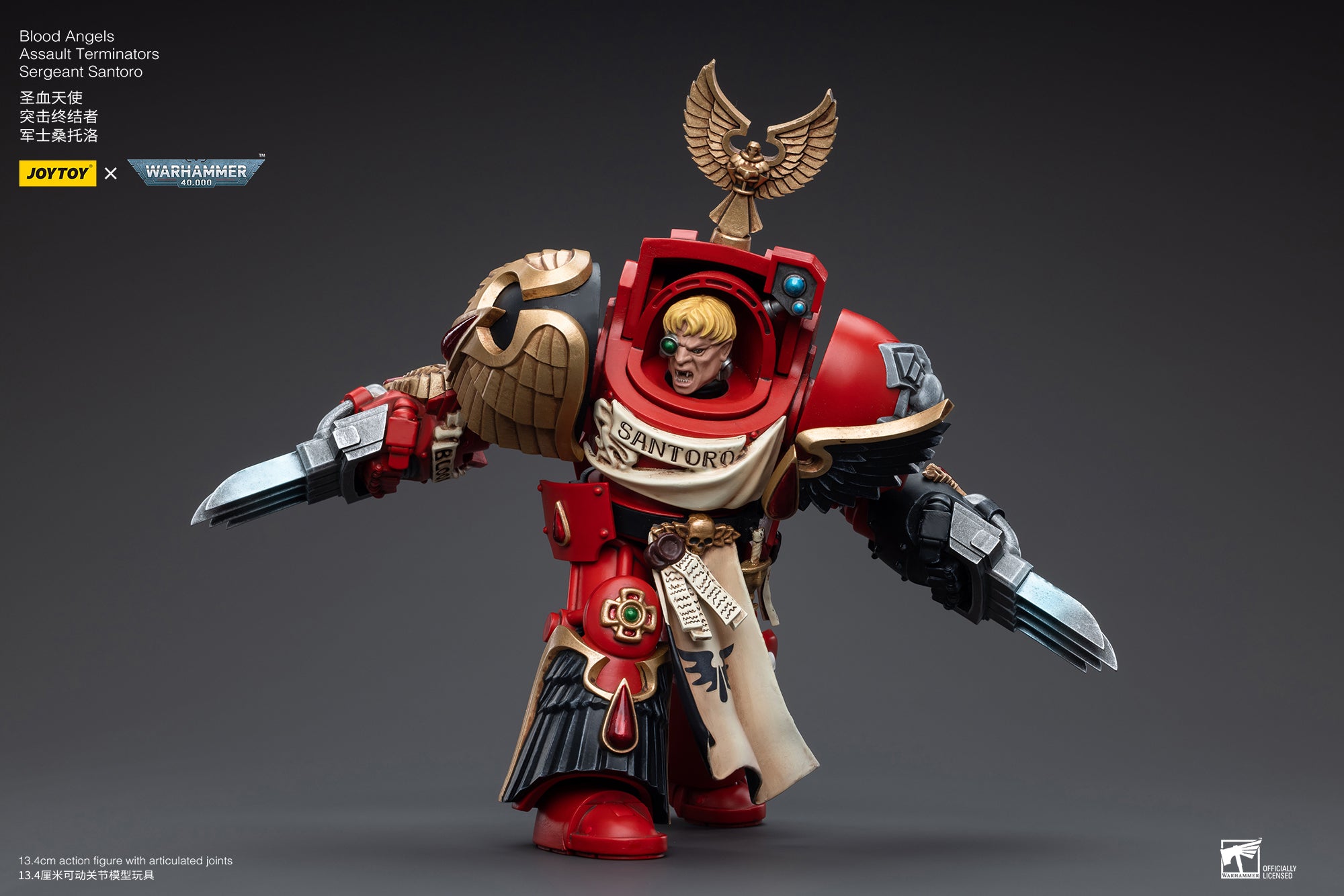 JOYTOY 1/18 Scale Warhammer 40K Blood Angels Assault Terminators Sergeant Santoro Action Figure - Collectible Model for Warhammer Fans & Tabletop Gaming Scenes