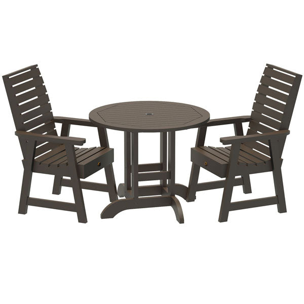 Glennville 3-Piece Round Dining Table Set for Kitchen, Breakfast Nook & Small Spaces - Patio, Balcony or Indoor Use