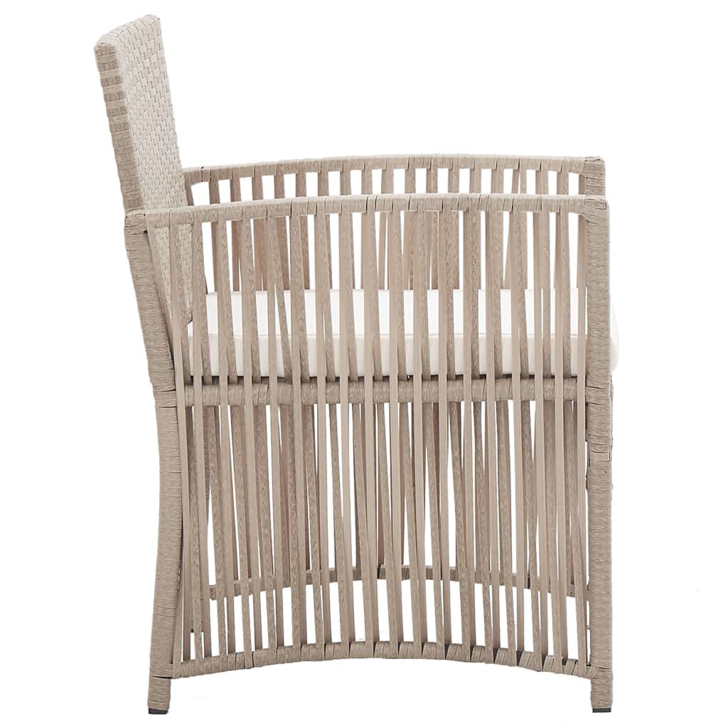 CHARMMA 2-Piece Patio Armchairs with Cushions - Beige Poly Rattan Outdoor Furniture Set for Garden, Poolside & Backyard Relaxation