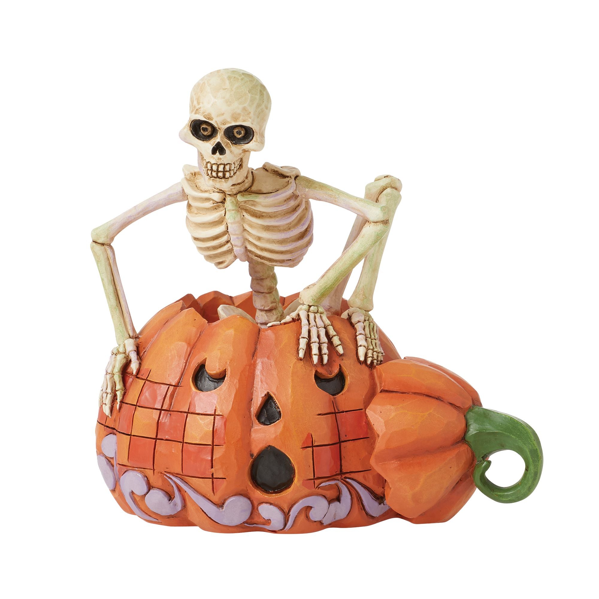 Halloween Skeleton Pop Out Pumpkin Figurine - Spooky Decoration for Home, Party & Outdoor Decor