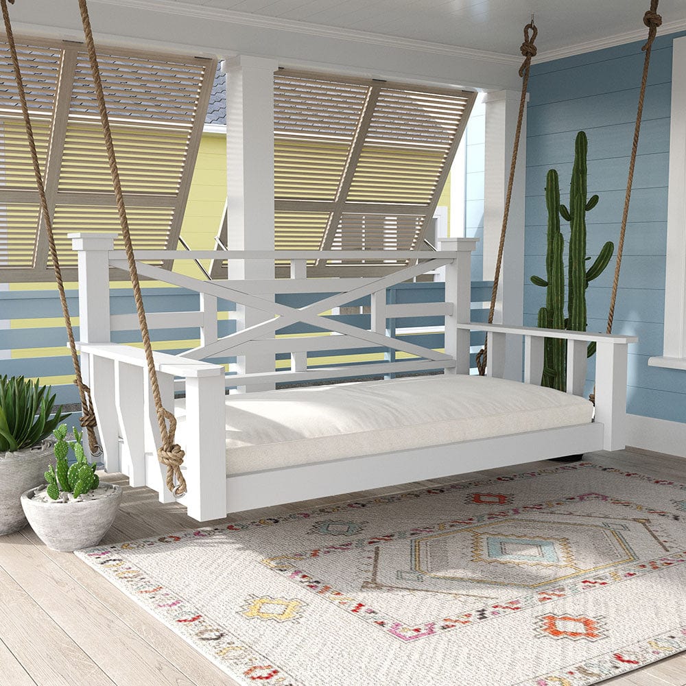 Magnolia Swing Co. Full Size Brody Daybed Swing - Outdoor Patio Hanging Bed for Porch, Garden & Backyard Relaxation