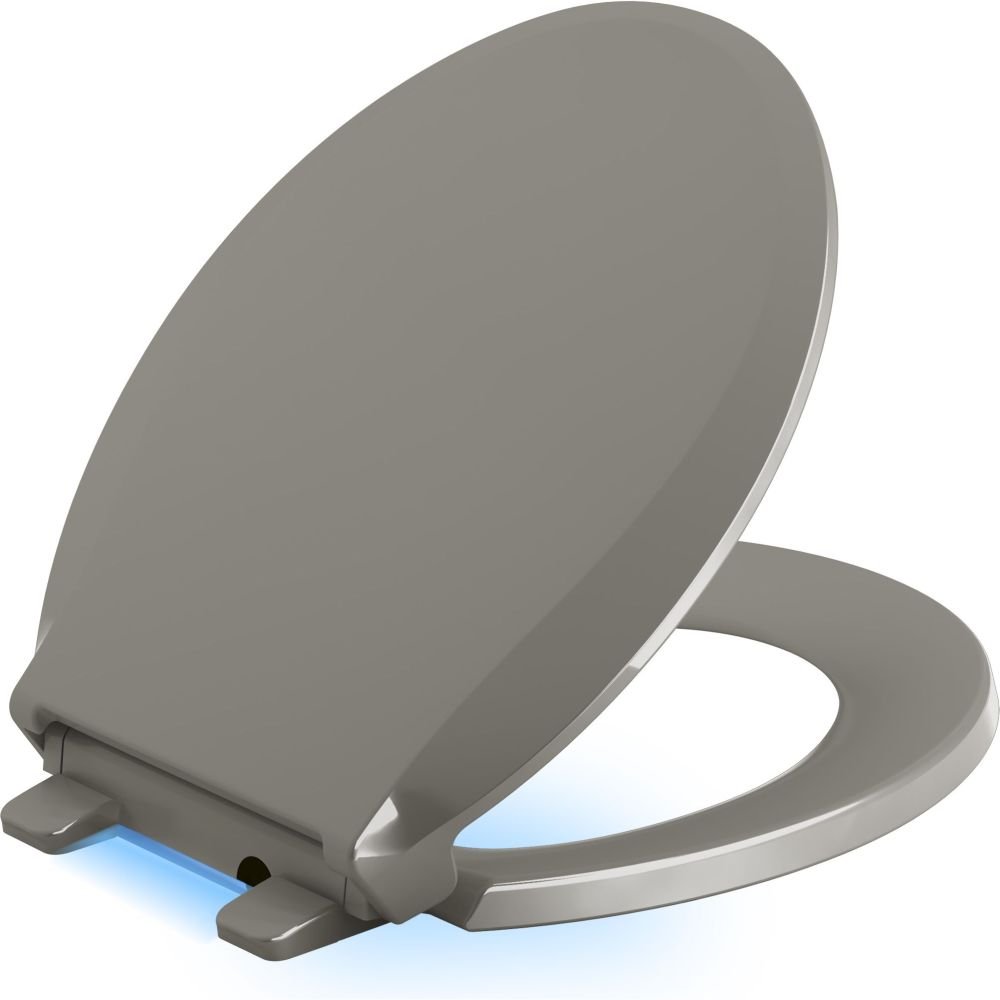 KOHLER 75796-0 Cachet Nightlight Quiet-Close Toilet Seat with Grip-Tight Hinge - Soft Glow for Nighttime Bathroom Safety, Easy Installation for Home & Commercial Use