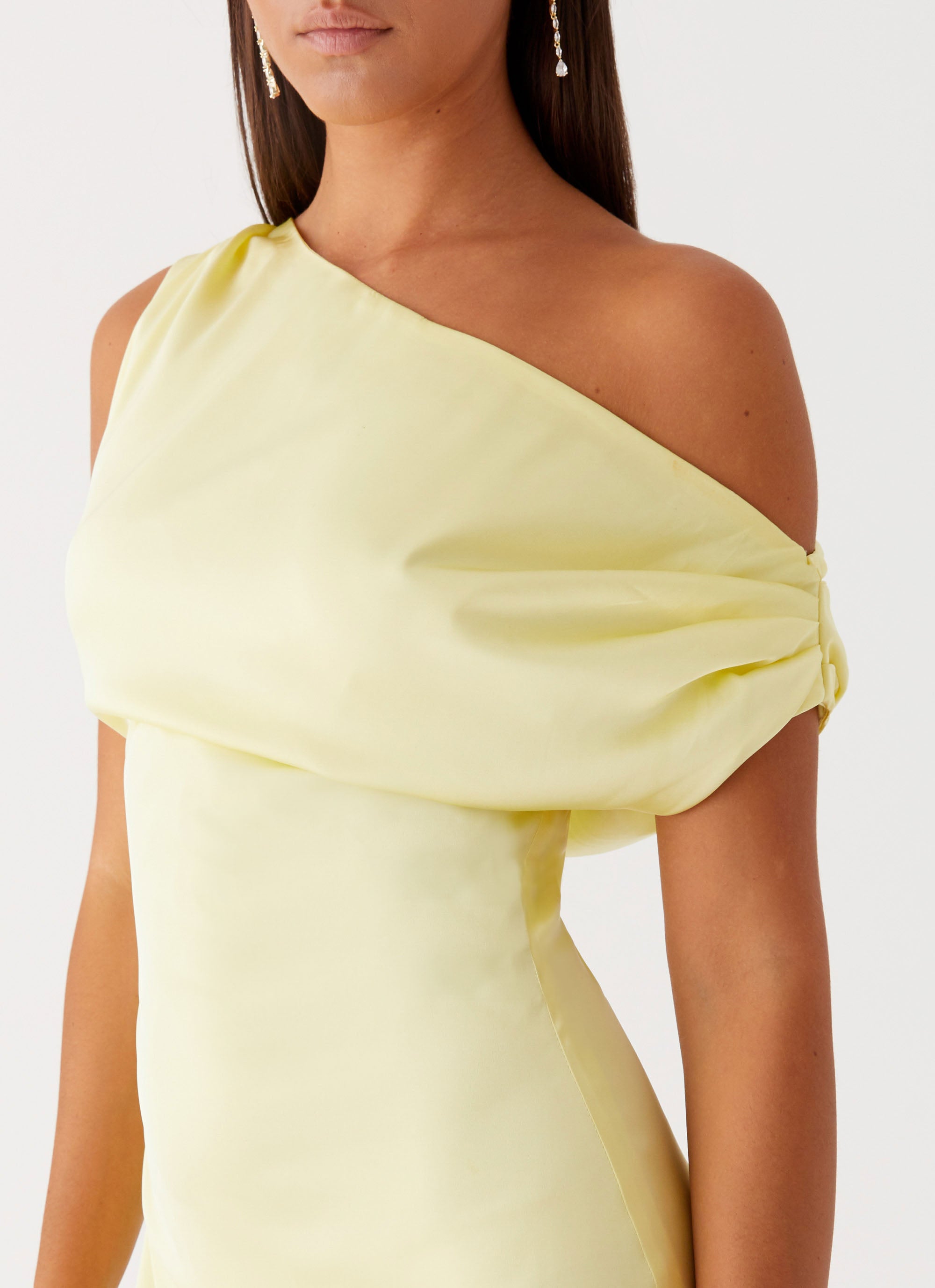 Heart of Glass Satin Maxi Dress - Elegant Yellow Long Formal Gown for Evening Parties, Weddings & Special Occasions