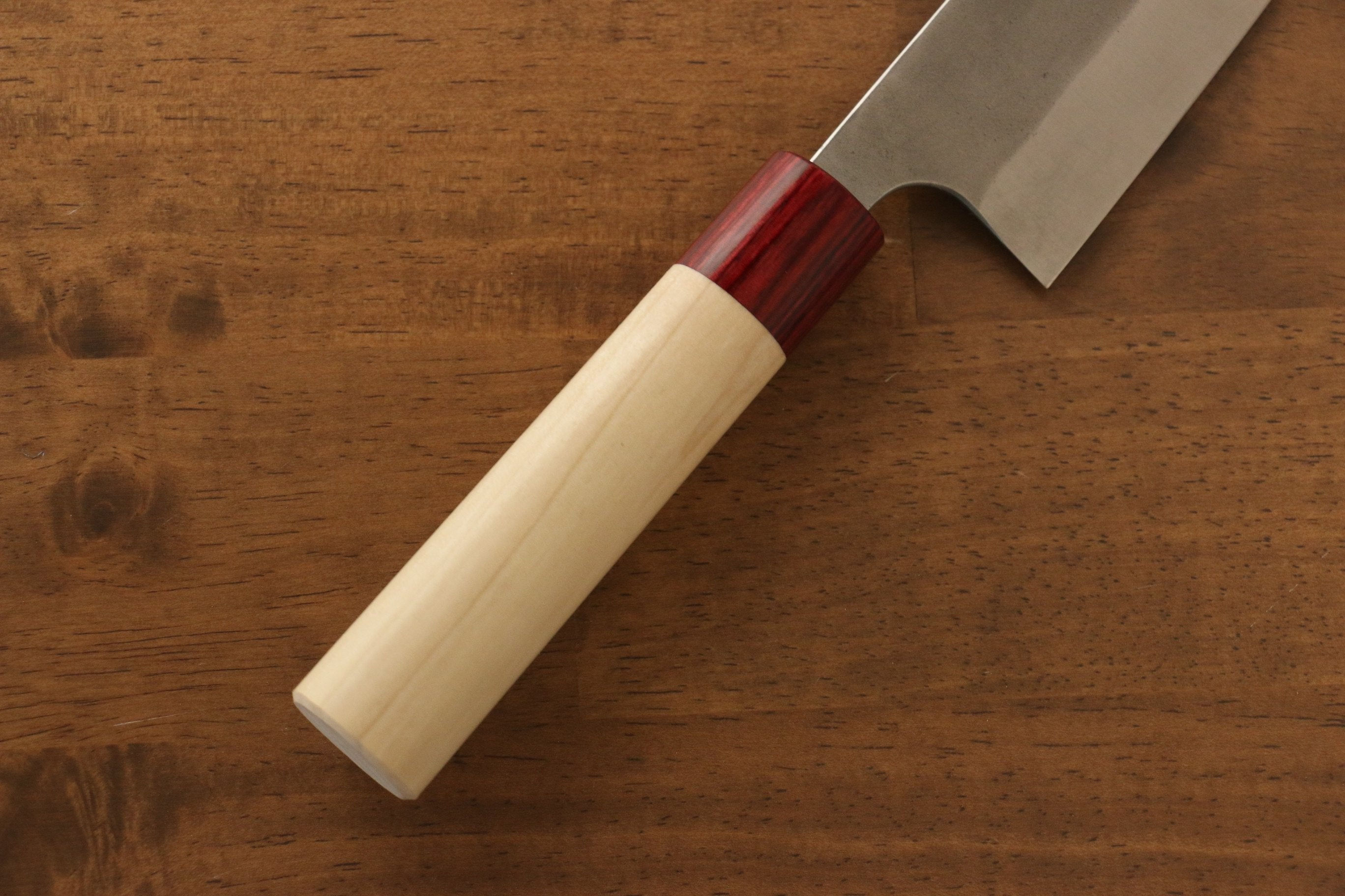 Masakage Yuki White Steel No.2 Nashiji Santoku Knife 165mm with Magnolia Handle - Japanese Chef Knife for Slicing, Dicing & Chopping Vegetables, Meat & Fish