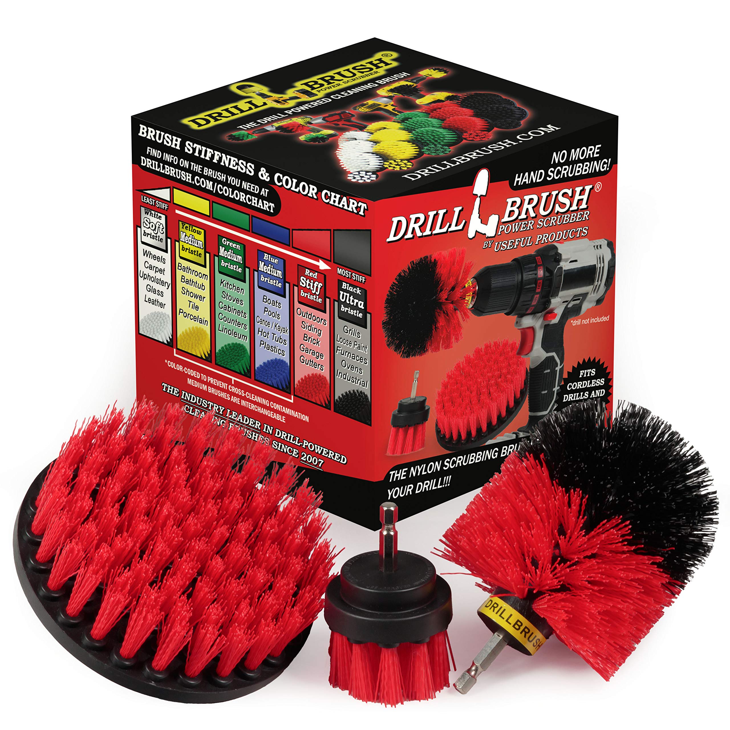 Outdoor Cleaning Supplies Kit - Heavy Duty Stiff Bristle Scrub Brushes for Concrete, Stone, Brick, Patio & Deck - Fountain & Stain Cleaning Tools - Perfect for Driveway, Pool Area & Outdoor Furniture Maintenance
